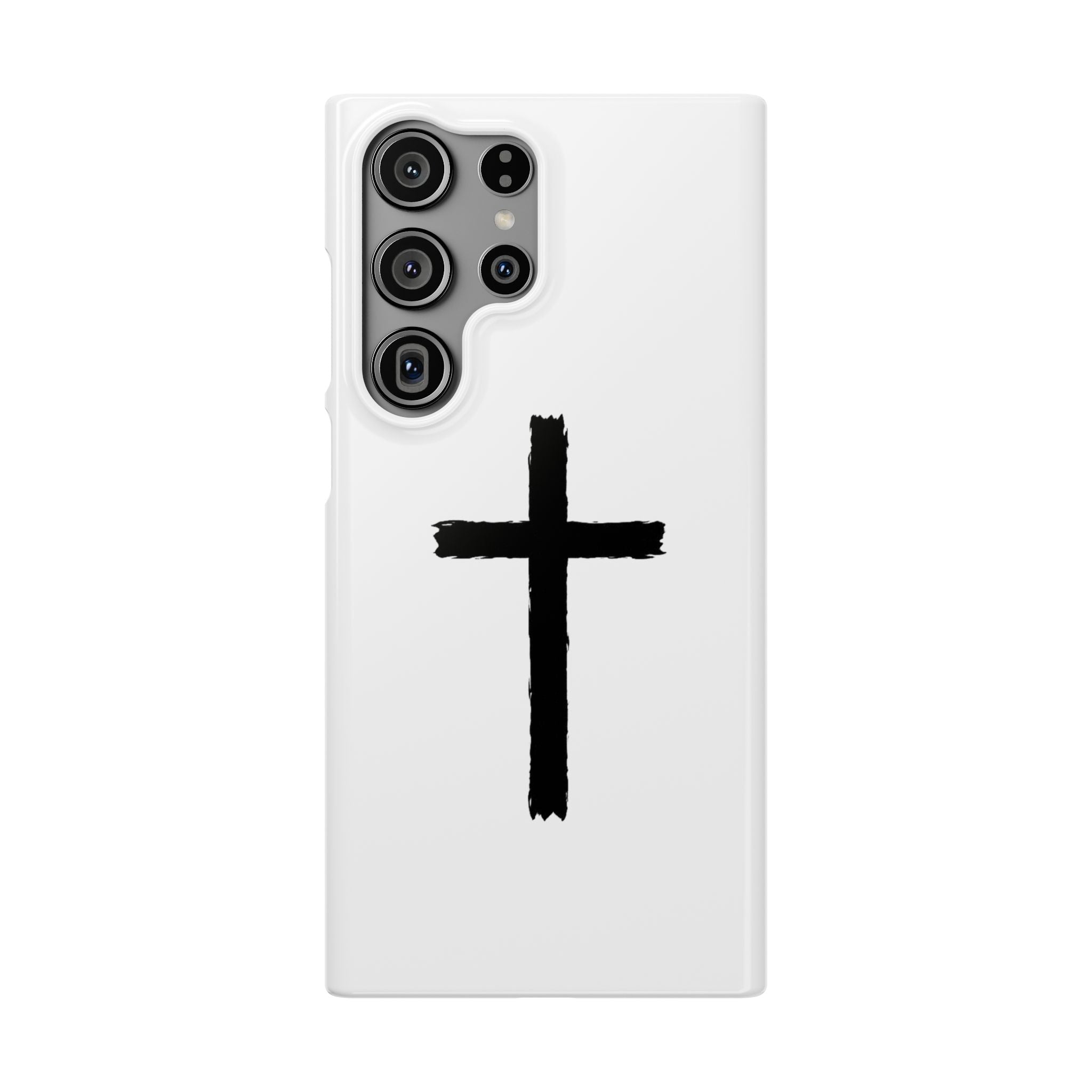 Cross Phone Case — Minimal Black Brushstroke Christian Snap Case