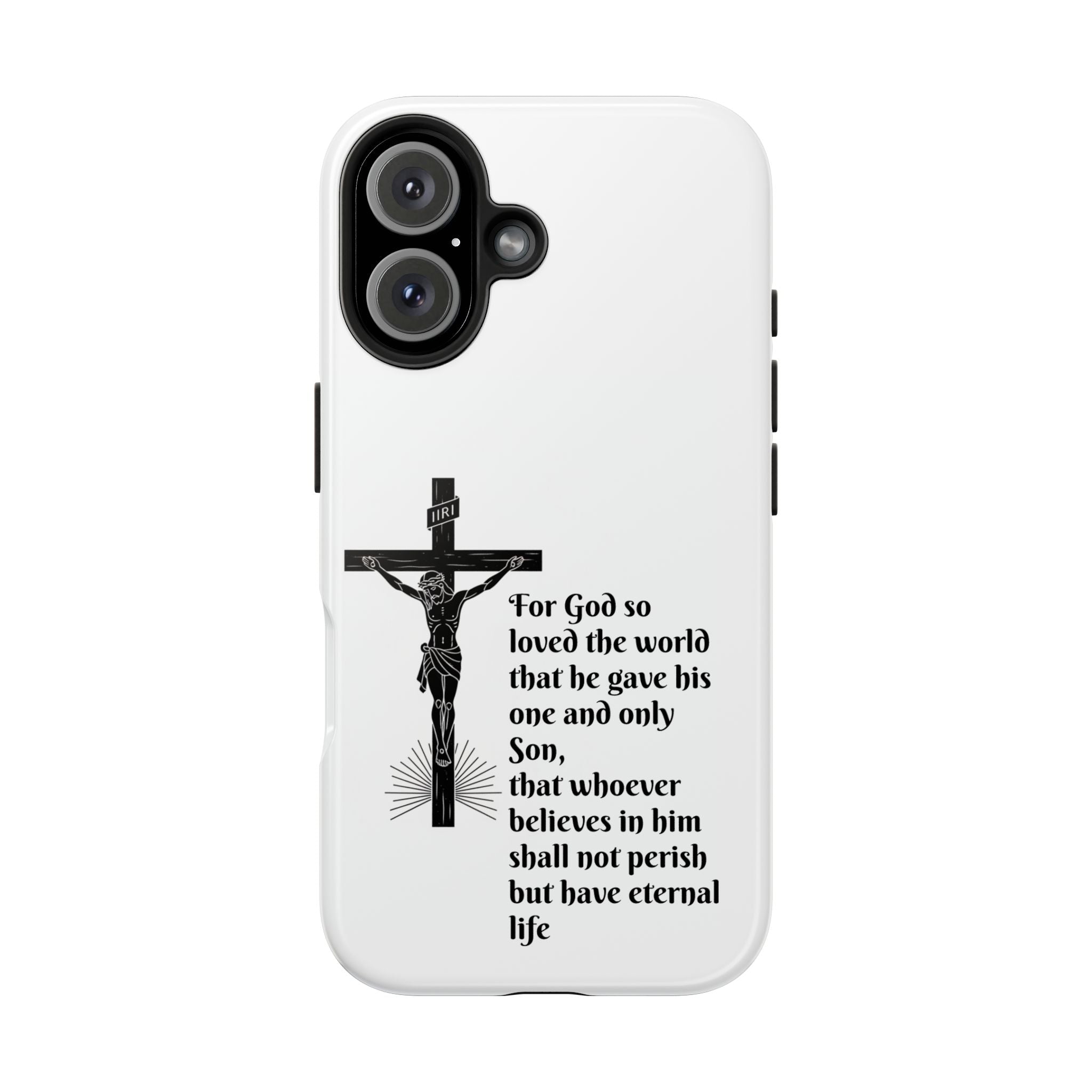 Christian Cross Phone Case — John 3:16 Scripture Tough Phone Case
