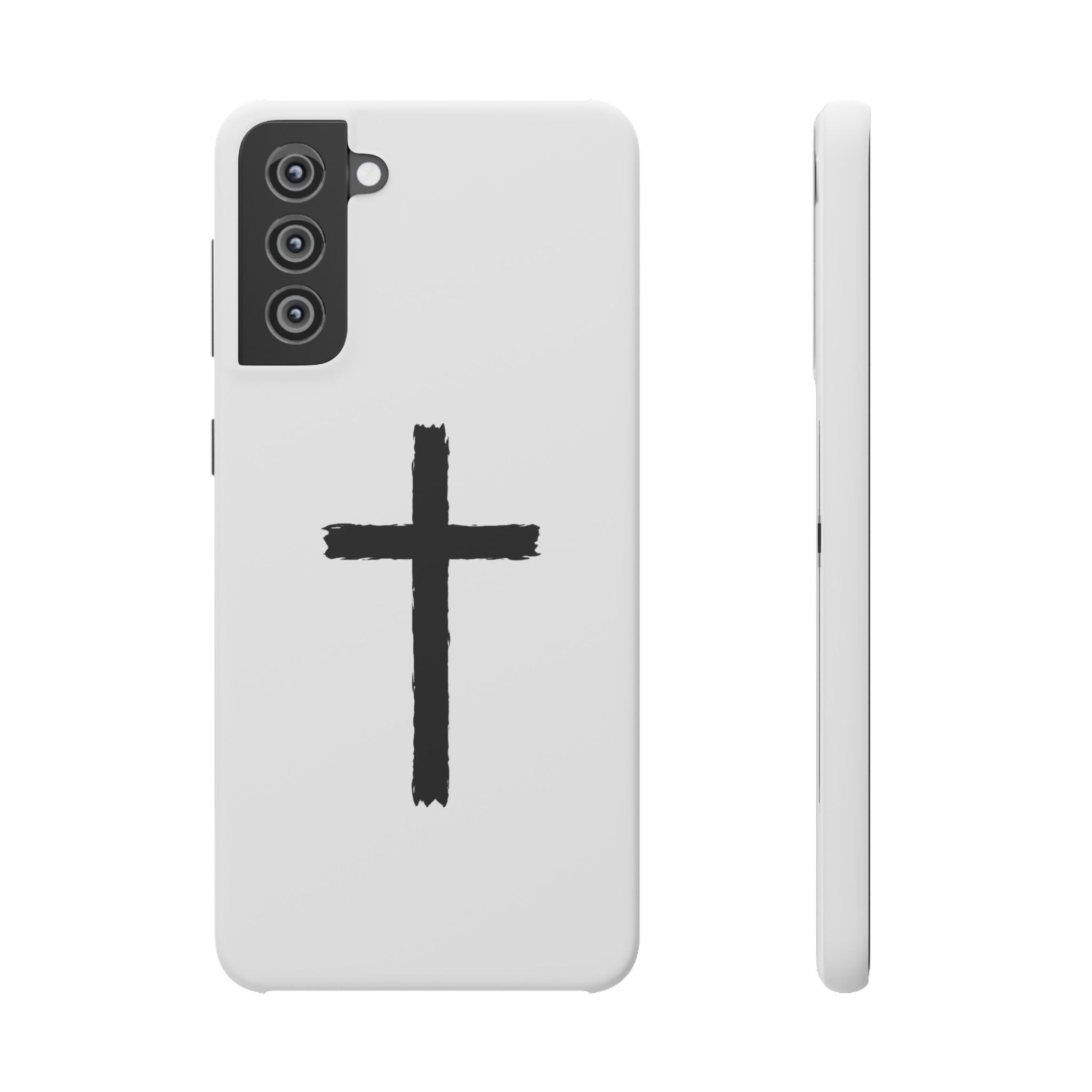 Cross Phone Case — Minimal Black Brushstroke Christian Snap Case