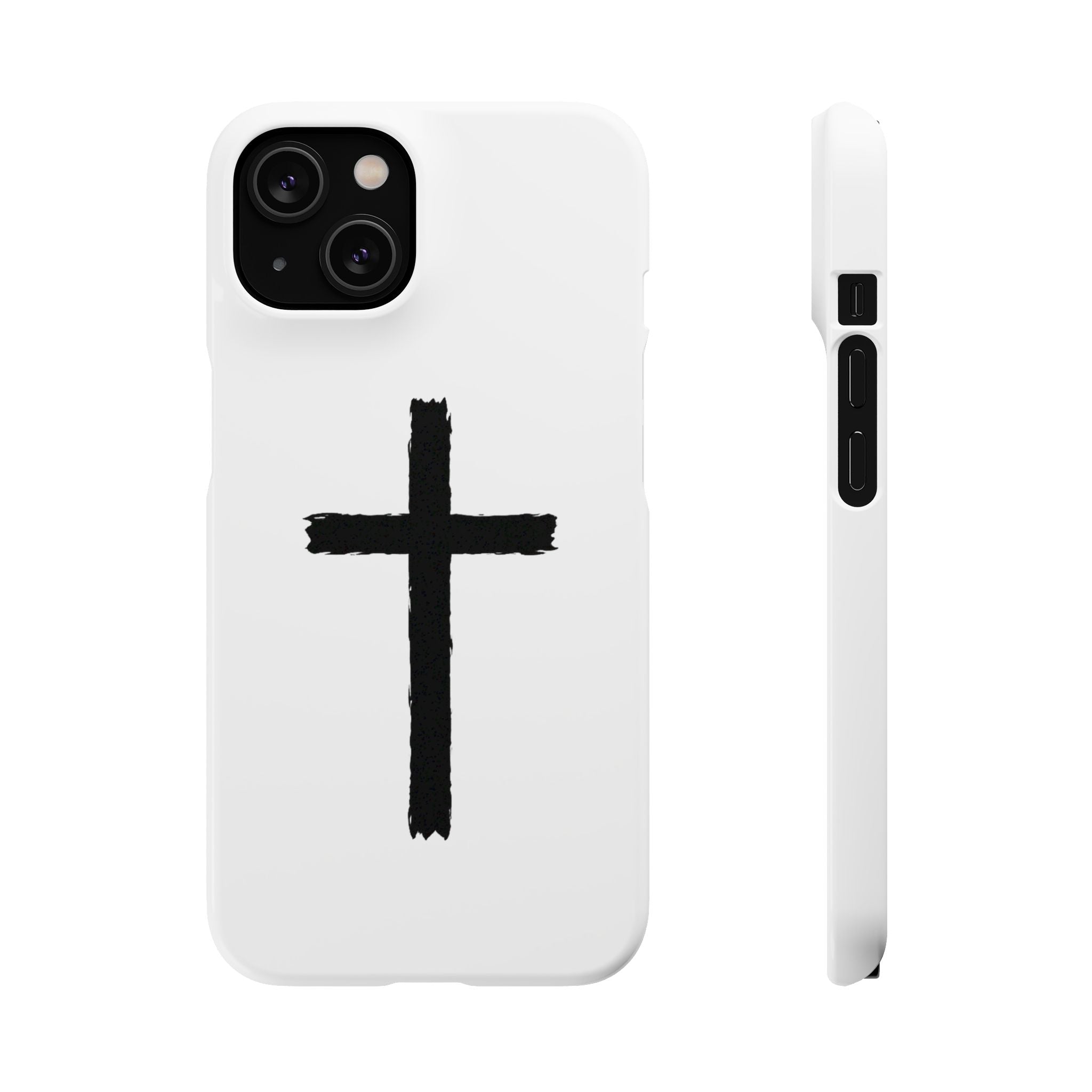 Cross Phone Case — Minimal Black Brushstroke Christian Snap Case