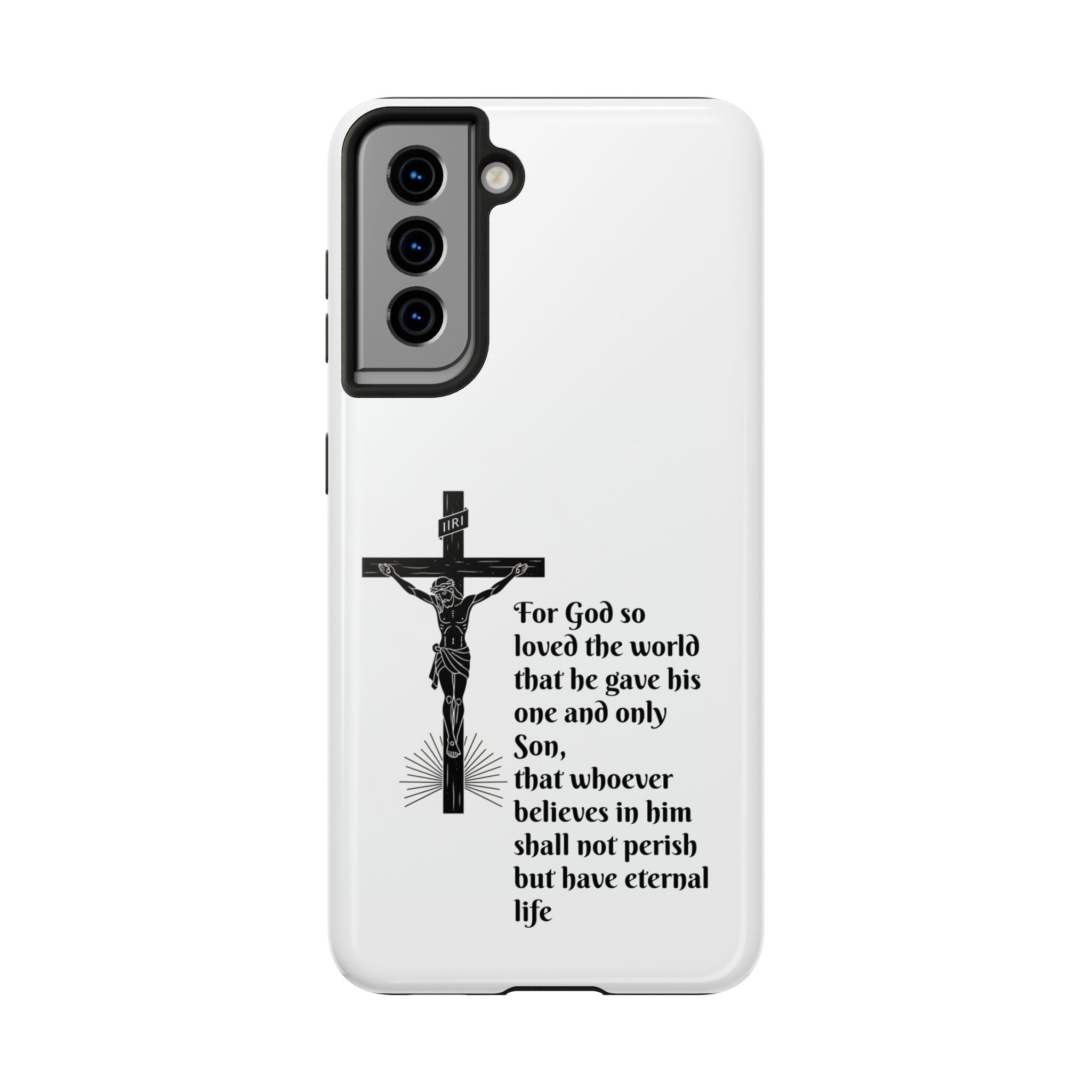 Christian Cross Phone Case — John 3:16 Scripture Tough Phone Case
