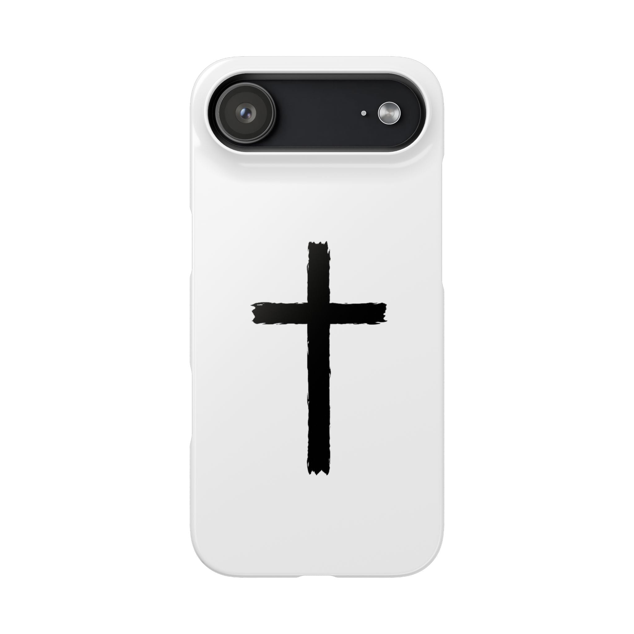 Cross Phone Case — Minimal Black Brushstroke Christian Snap Case