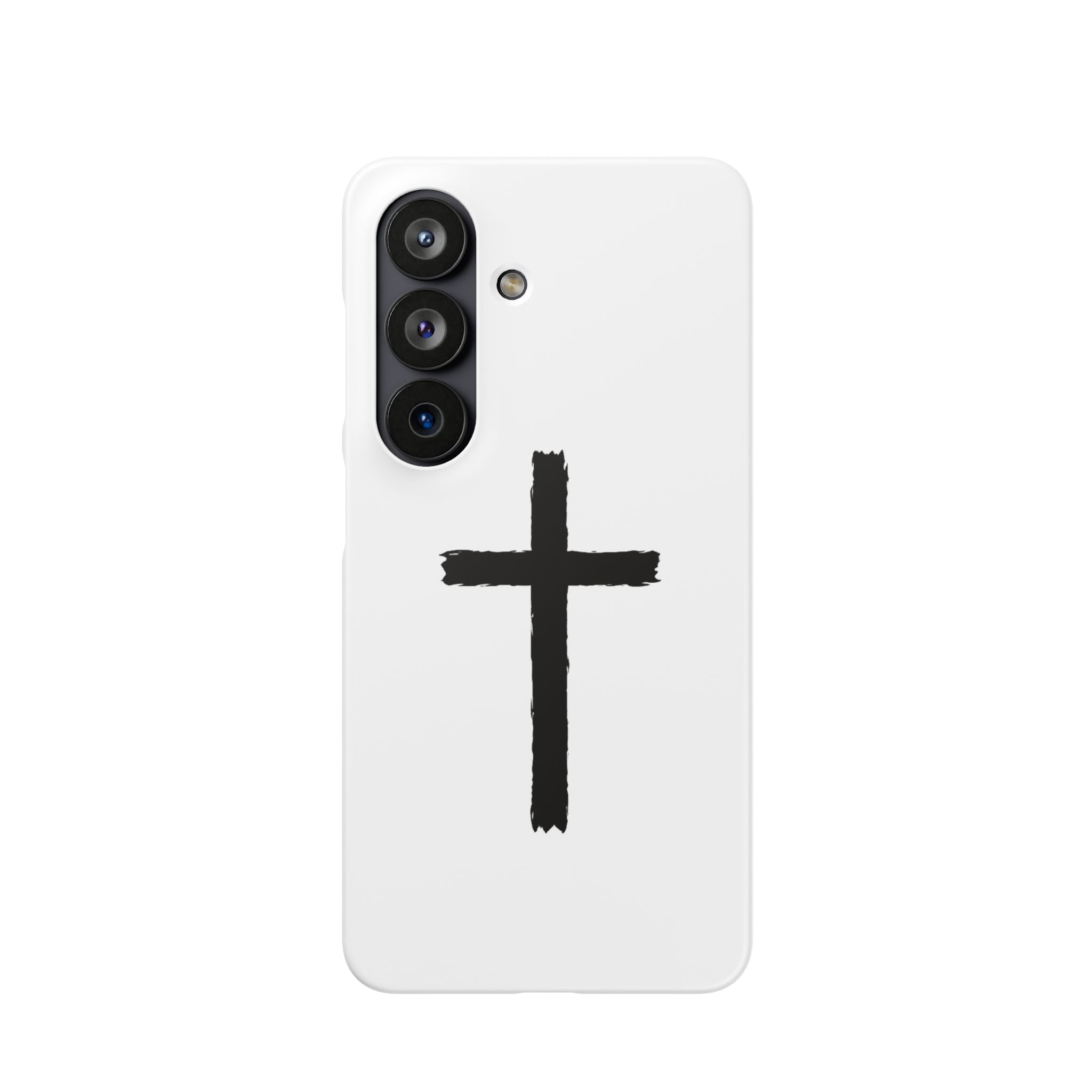 Cross Phone Case — Minimal Black Brushstroke Christian Snap Case