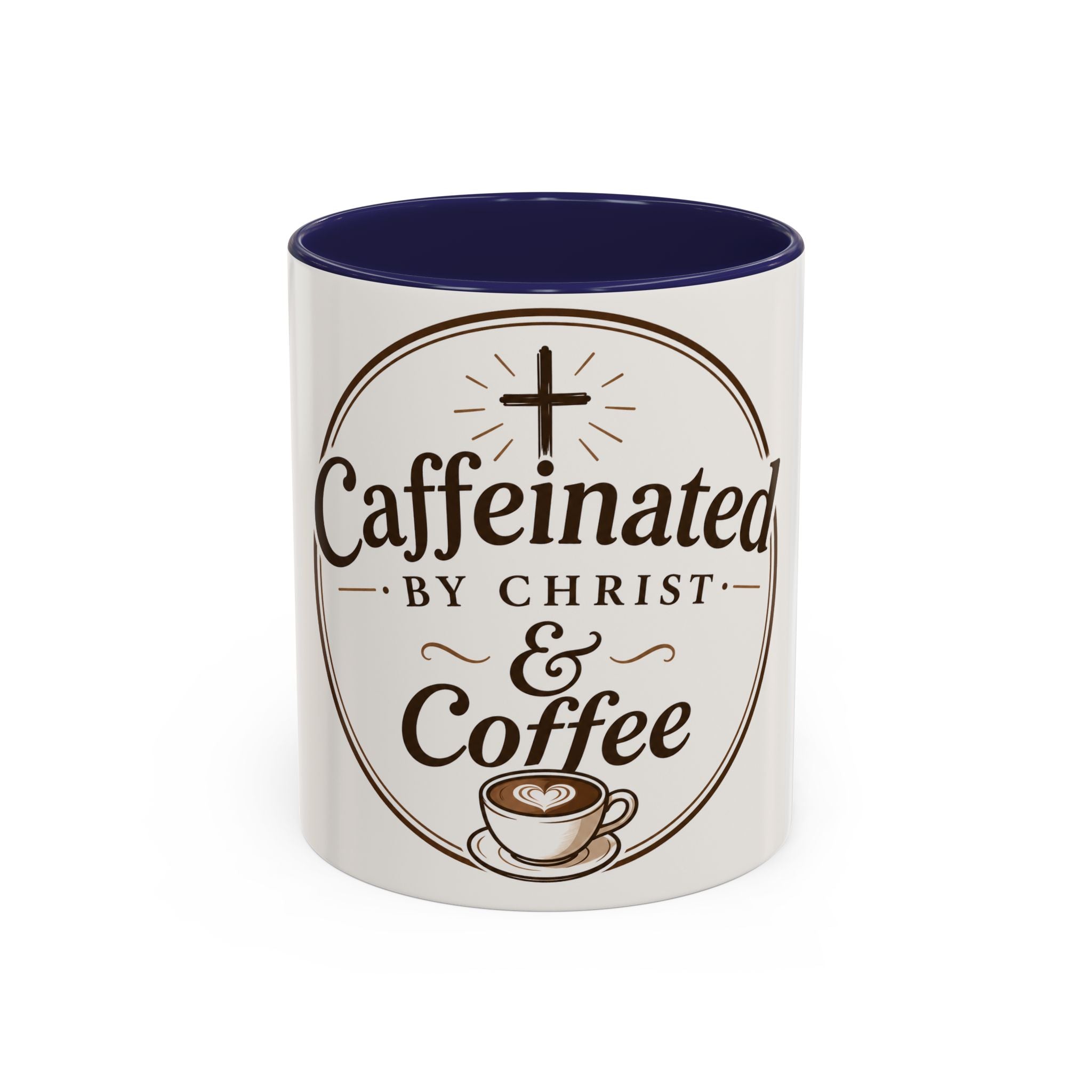 Caffennated by Christ & Coffee Accent Mug — Faith‑Filled Coffee Gift (11/15oz)