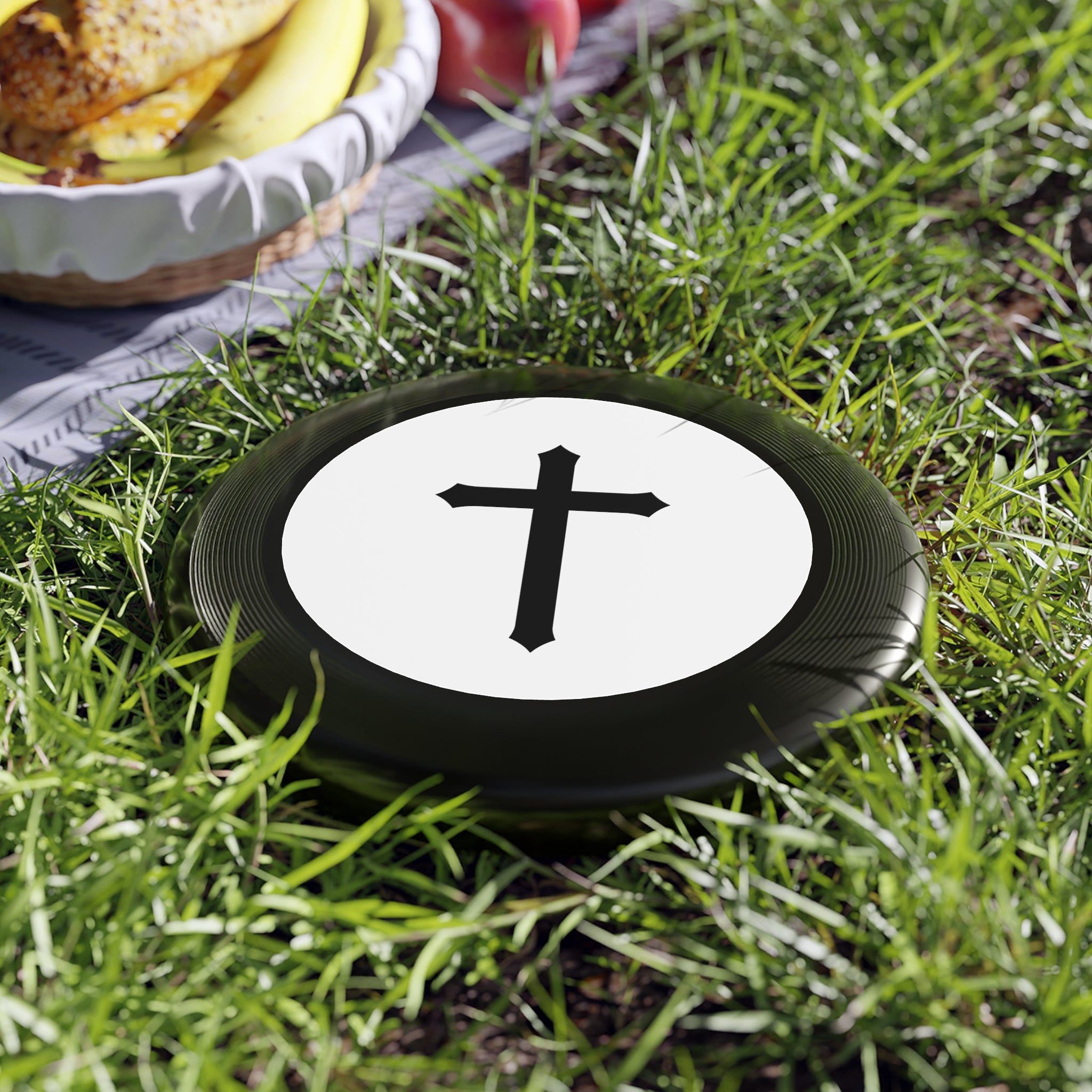 Frisbee — Black Cross Disc | Christian Outdoor Toss Toy