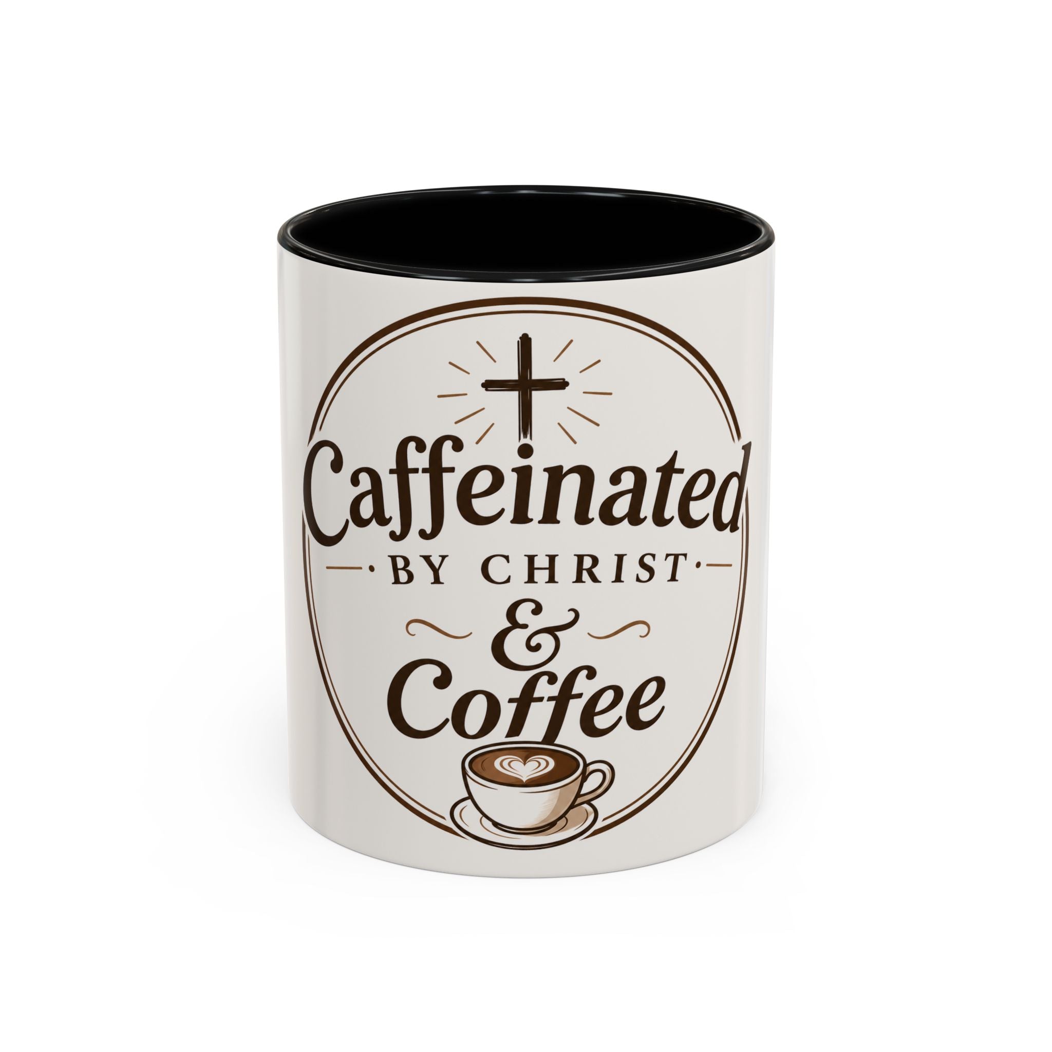 Caffennated by Christ & Coffee Accent Mug — Faith‑Filled Coffee Gift (11/15oz)