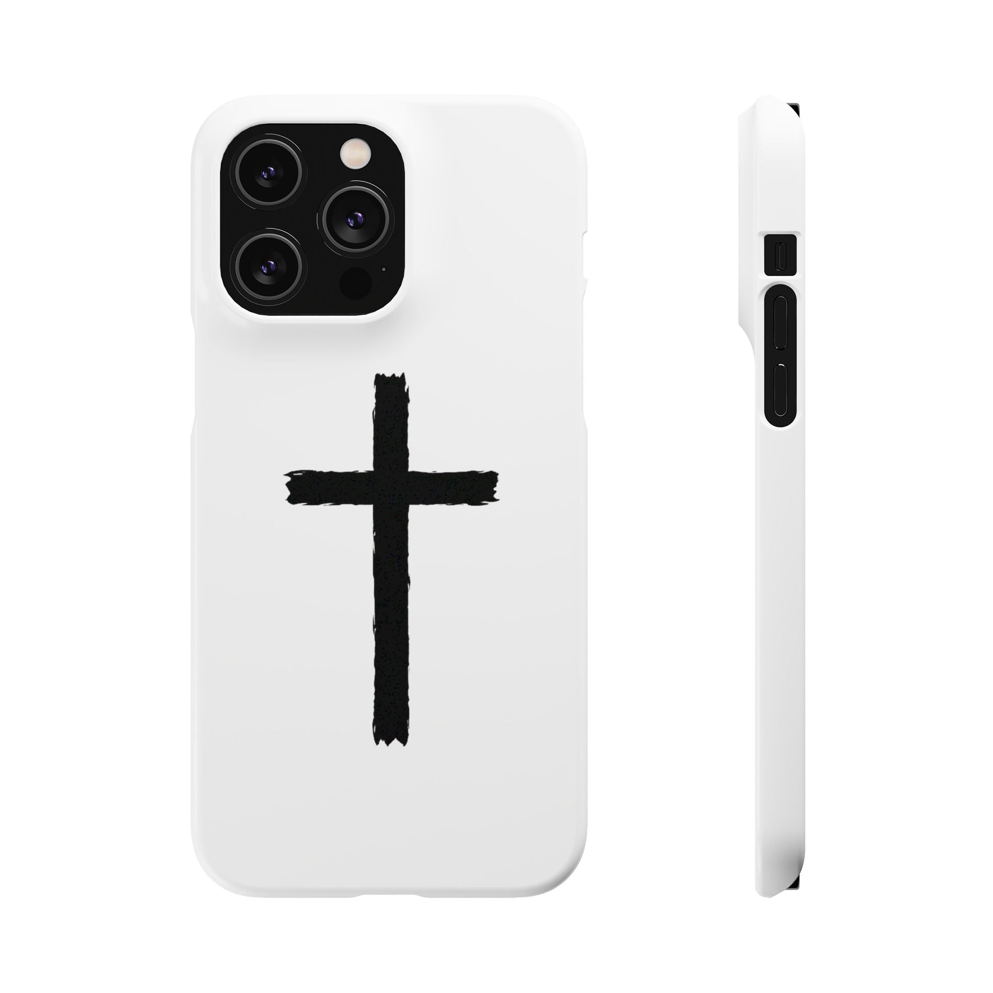 Cross Phone Case — Minimal Black Brushstroke Christian Snap Case