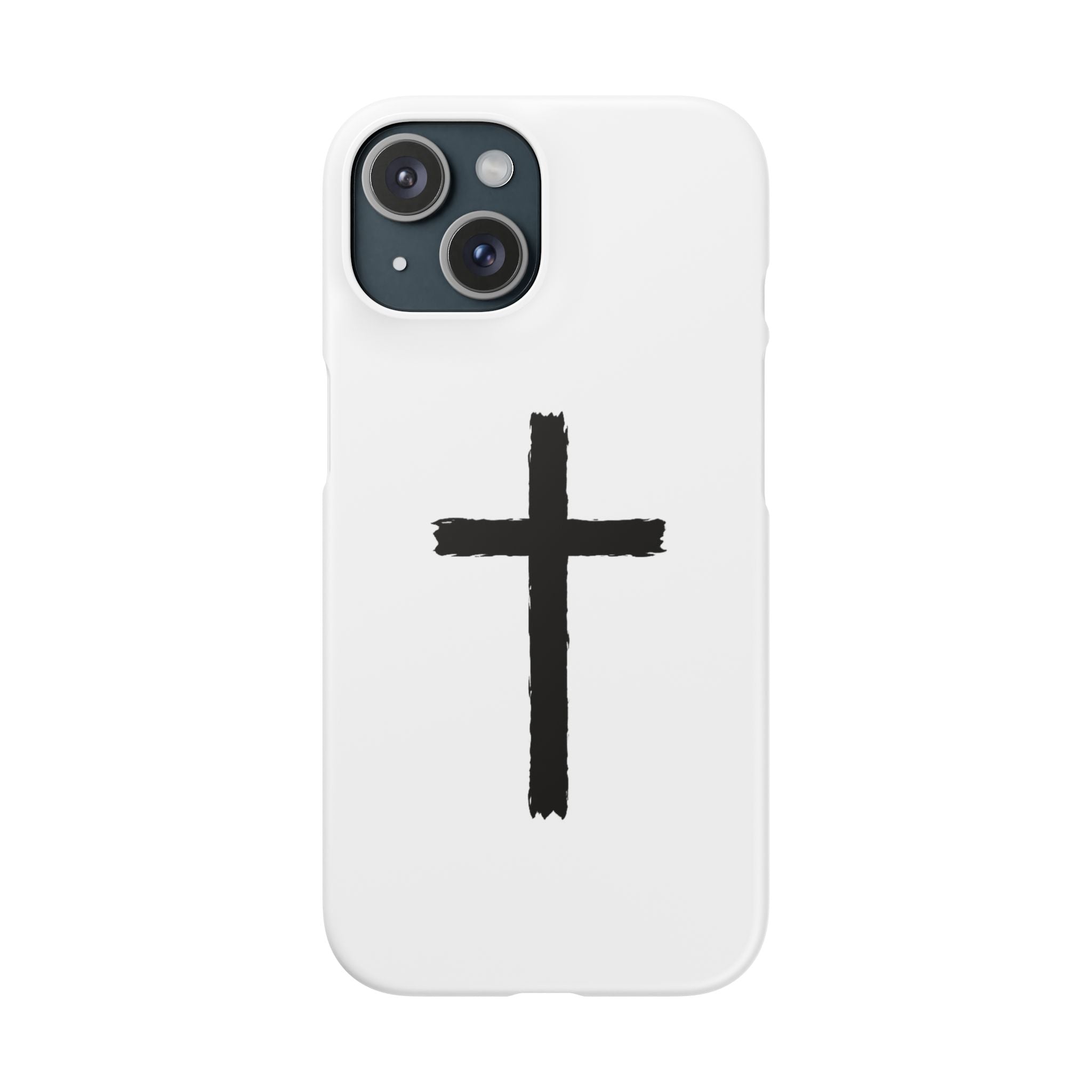 Cross Phone Case — Minimal Black Brushstroke Christian Snap Case