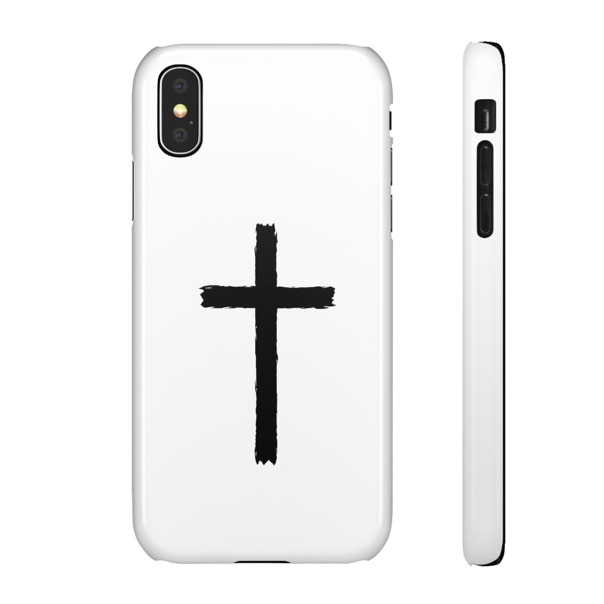 Cross Phone Case — Minimal Black Brushstroke Christian Snap Case