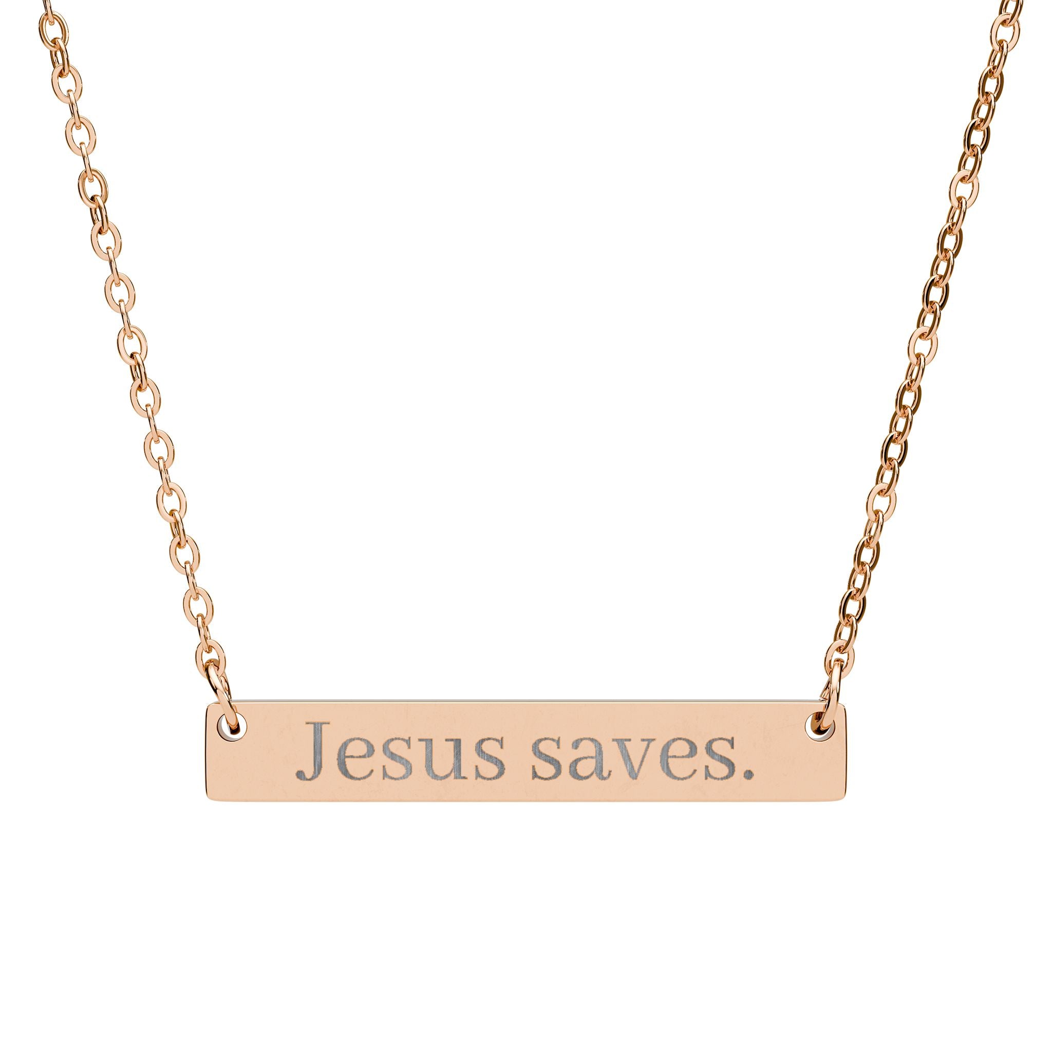 Jesus Saves Horizontal Bar Necklace — Engraved 'Jesus is the Way, the Truth, and the Light'