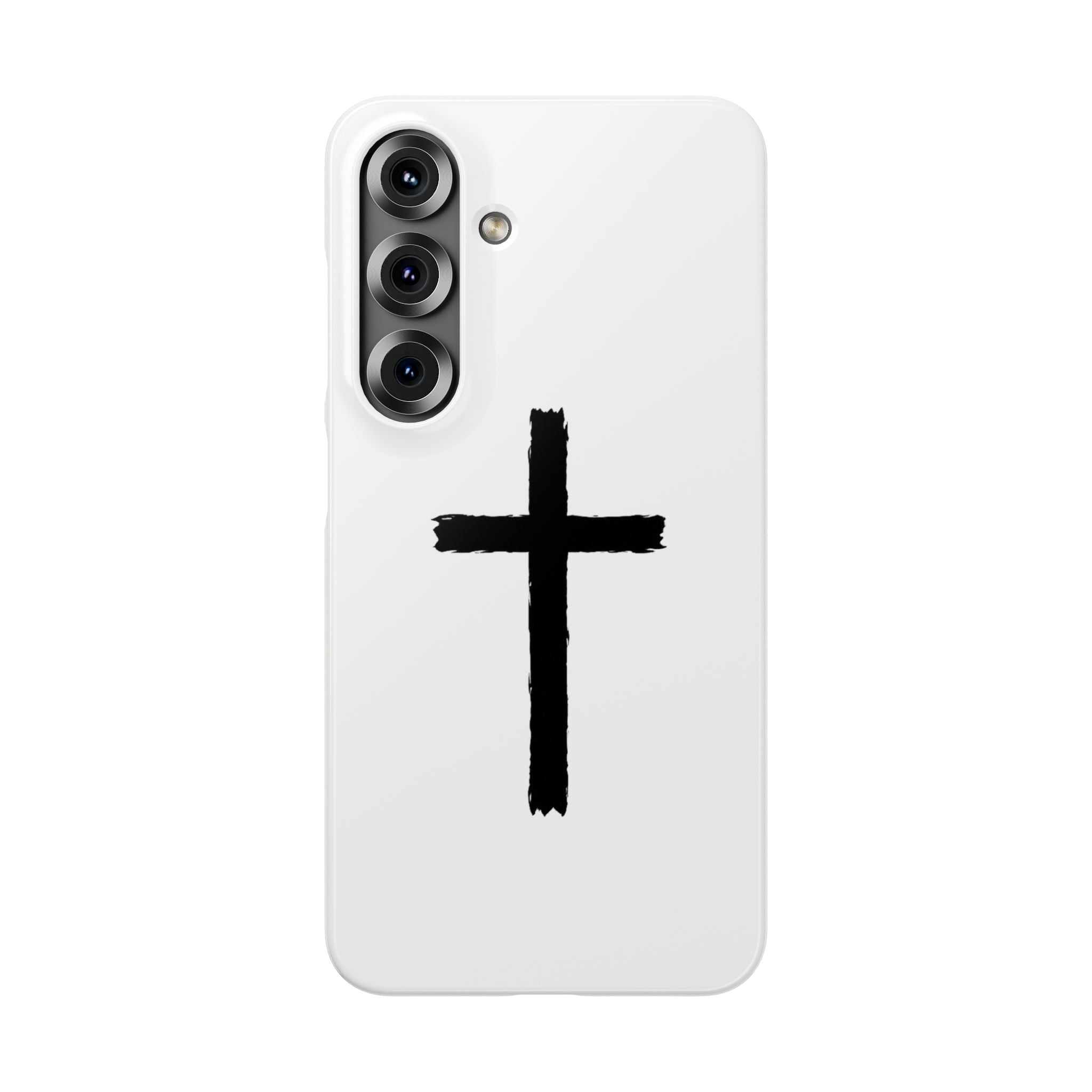 Cross Phone Case — Minimal Black Brushstroke Christian Snap Case
