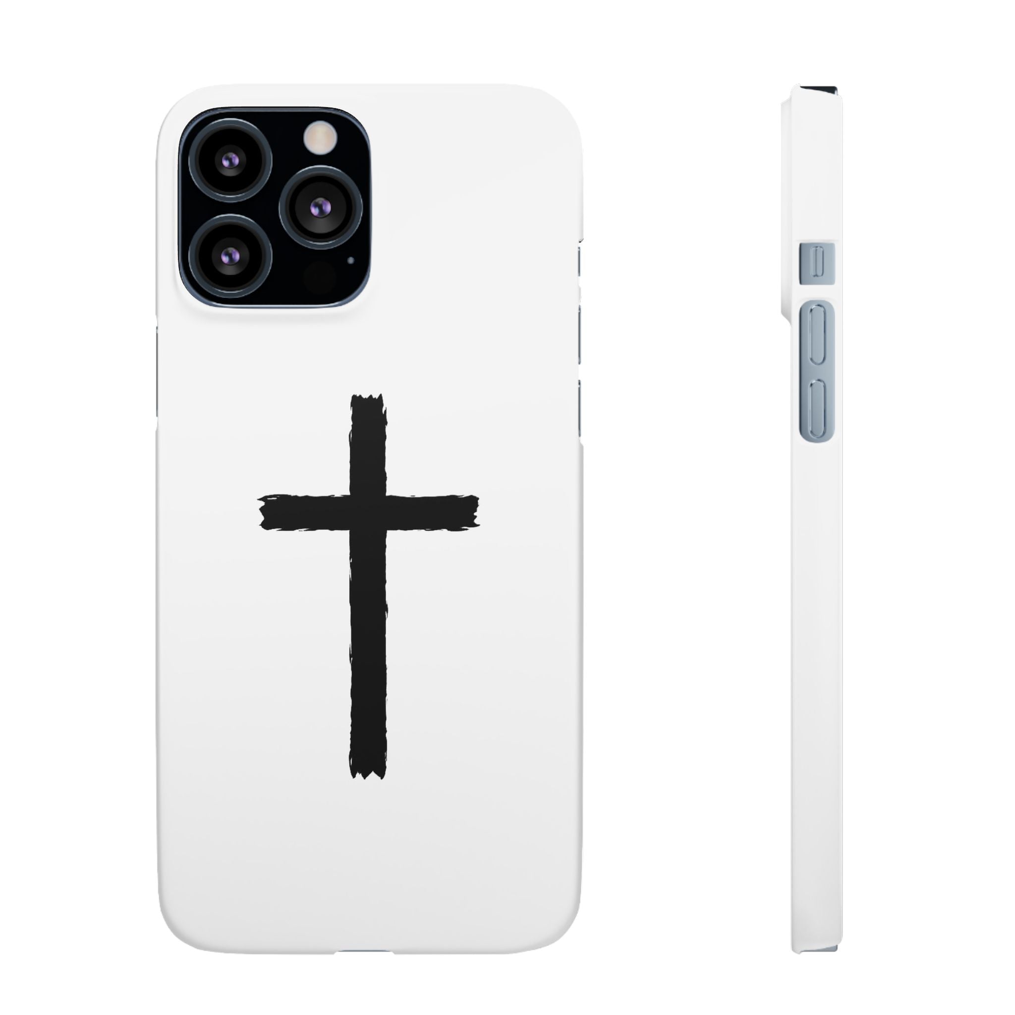 Cross Phone Case — Minimal Black Brushstroke Christian Snap Case