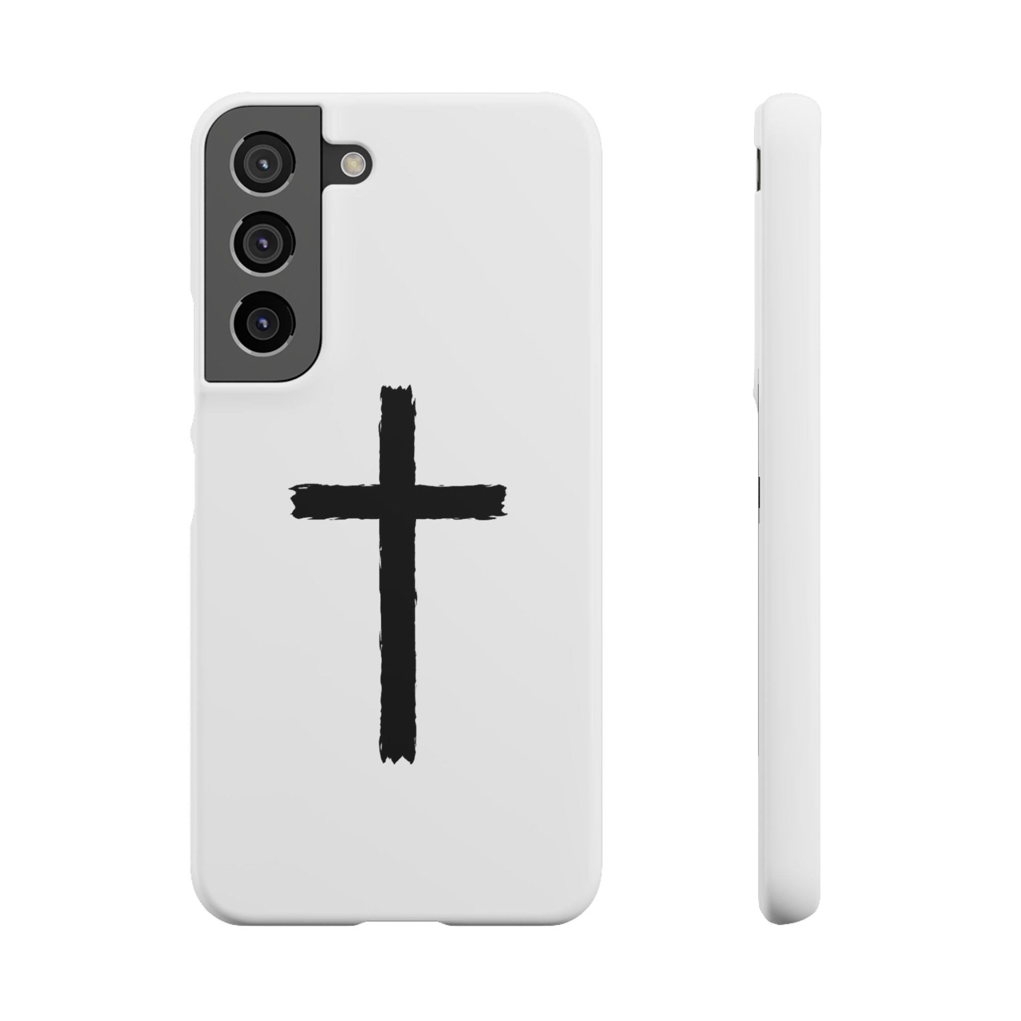 Cross Phone Case — Minimal Black Brushstroke Christian Snap Case