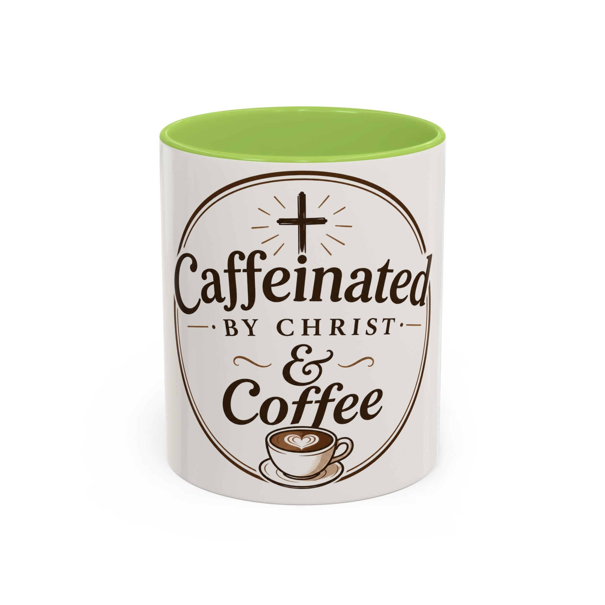 Caffennated by Christ & Coffee Accent Mug — Faith‑Filled Coffee Gift (11/15oz)
