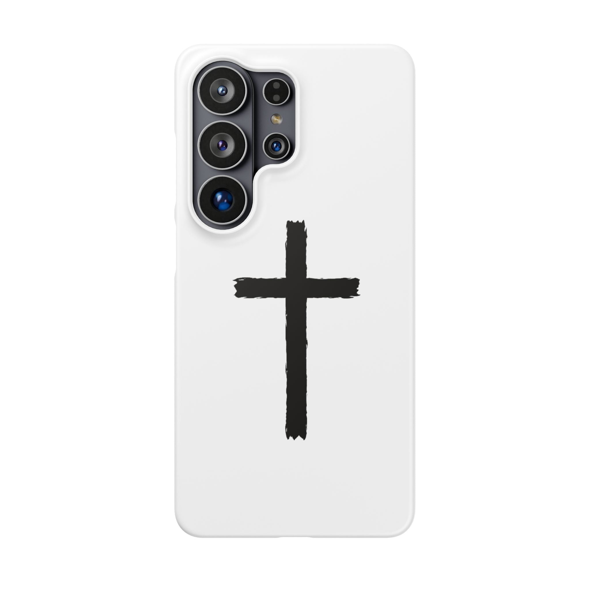 Cross Phone Case — Minimal Black Brushstroke Christian Snap Case