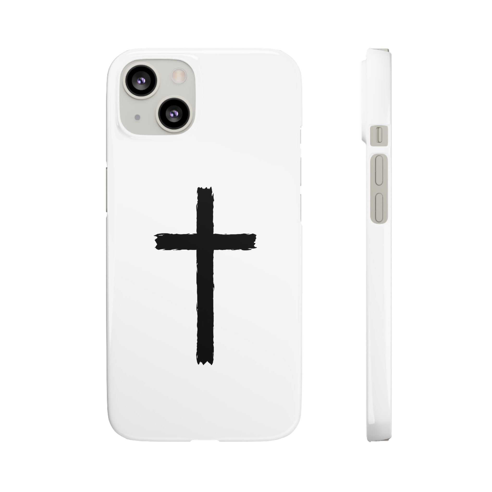 Cross Phone Case — Minimal Black Brushstroke Christian Snap Case