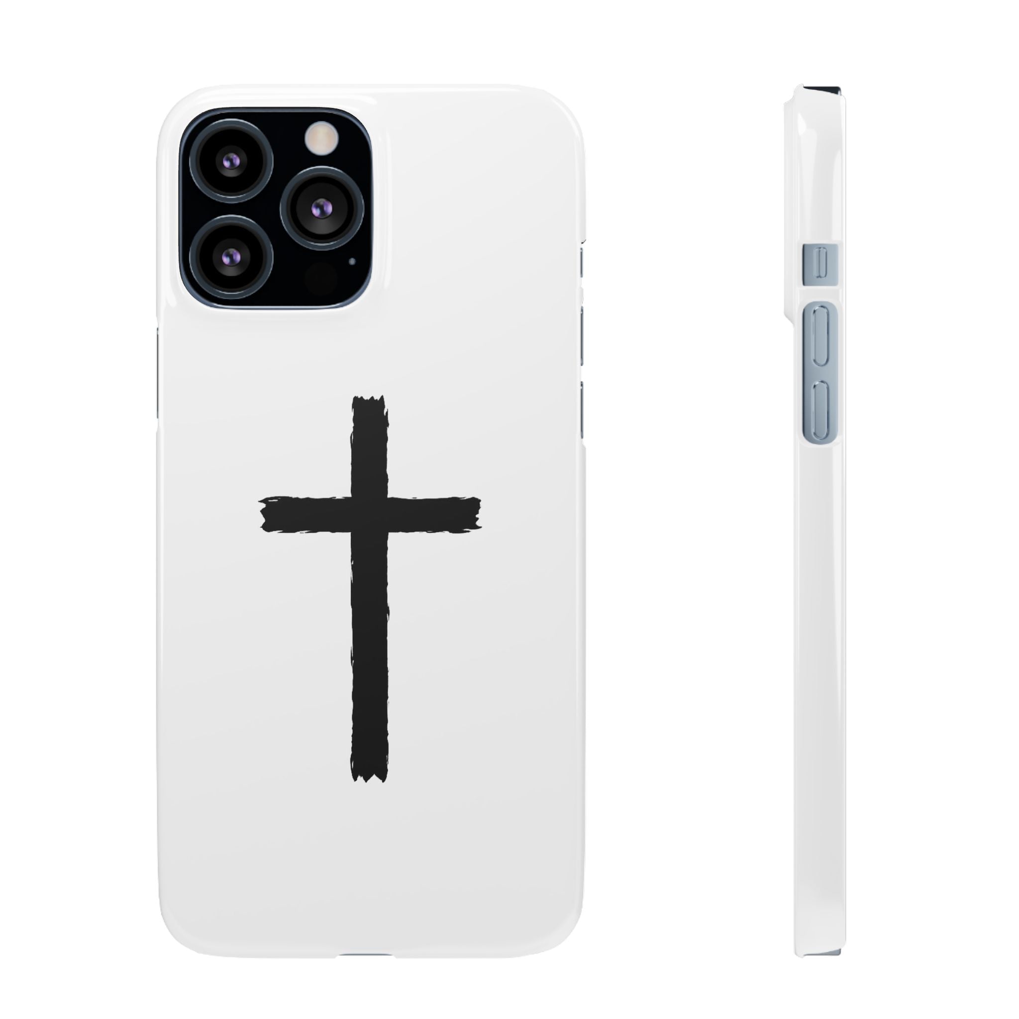 Cross Phone Case — Minimal Black Brushstroke Christian Snap Case