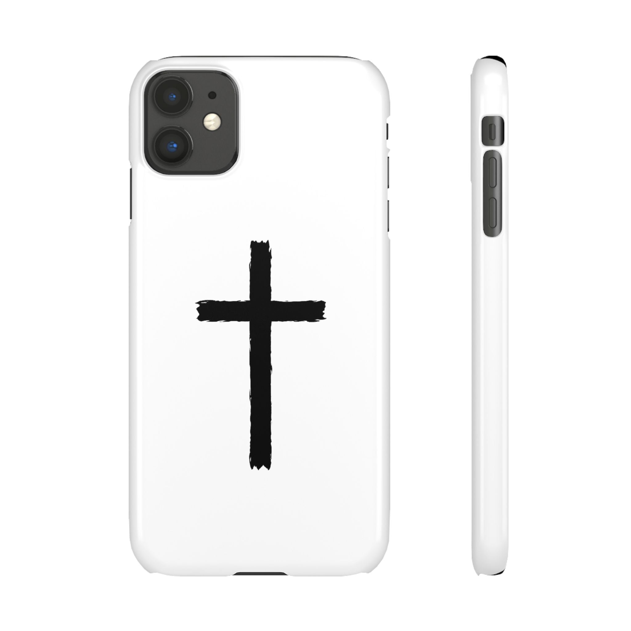 Cross Phone Case — Minimal Black Brushstroke Christian Snap Case