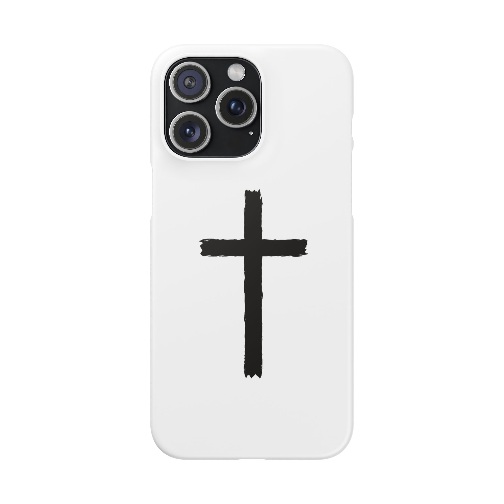 Cross Phone Case — Minimal Black Brushstroke Christian Snap Case