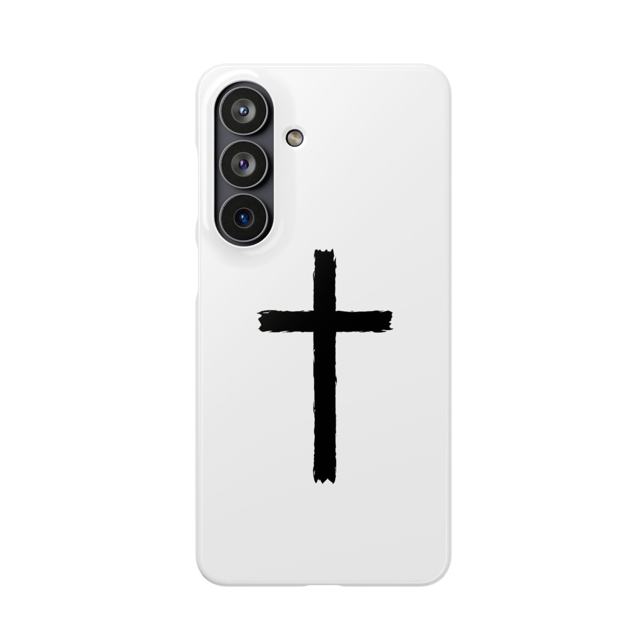 Cross Phone Case — Minimal Black Brushstroke Christian Snap Case