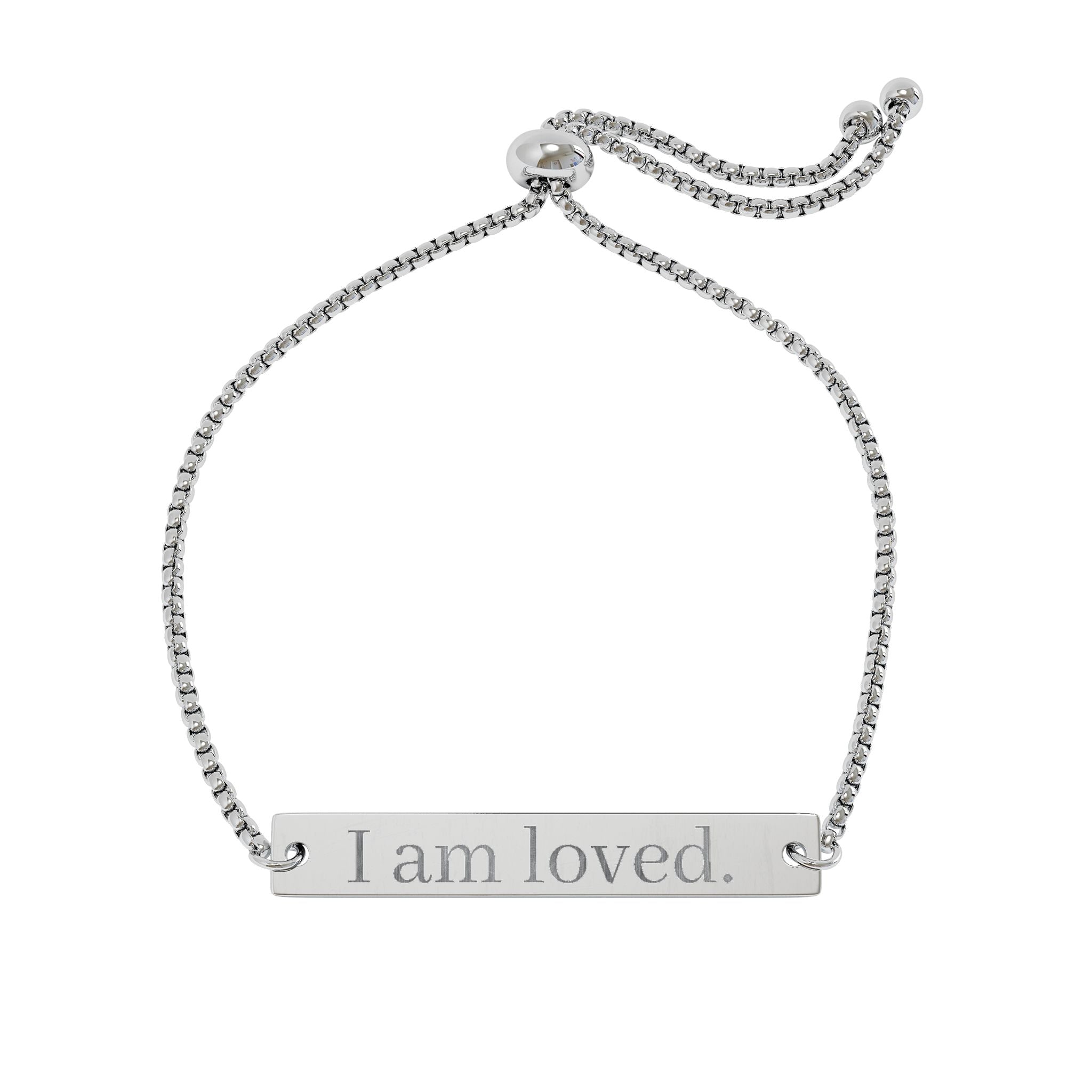 Engraved 'I Am Loved / Jesus Loves You' Adjustable Bracelet