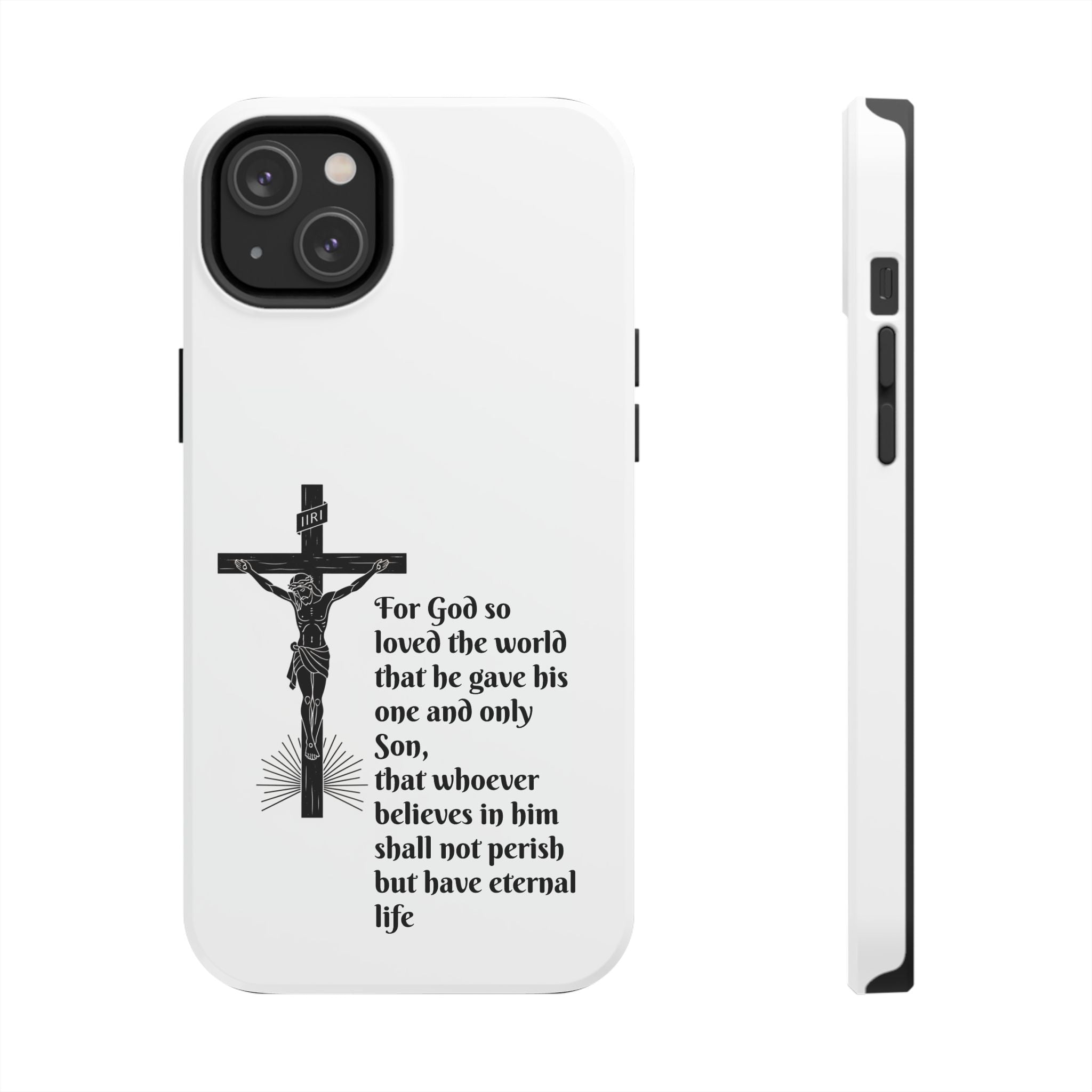 Christian Cross Phone Case — John 3:16 Scripture Tough Phone Case