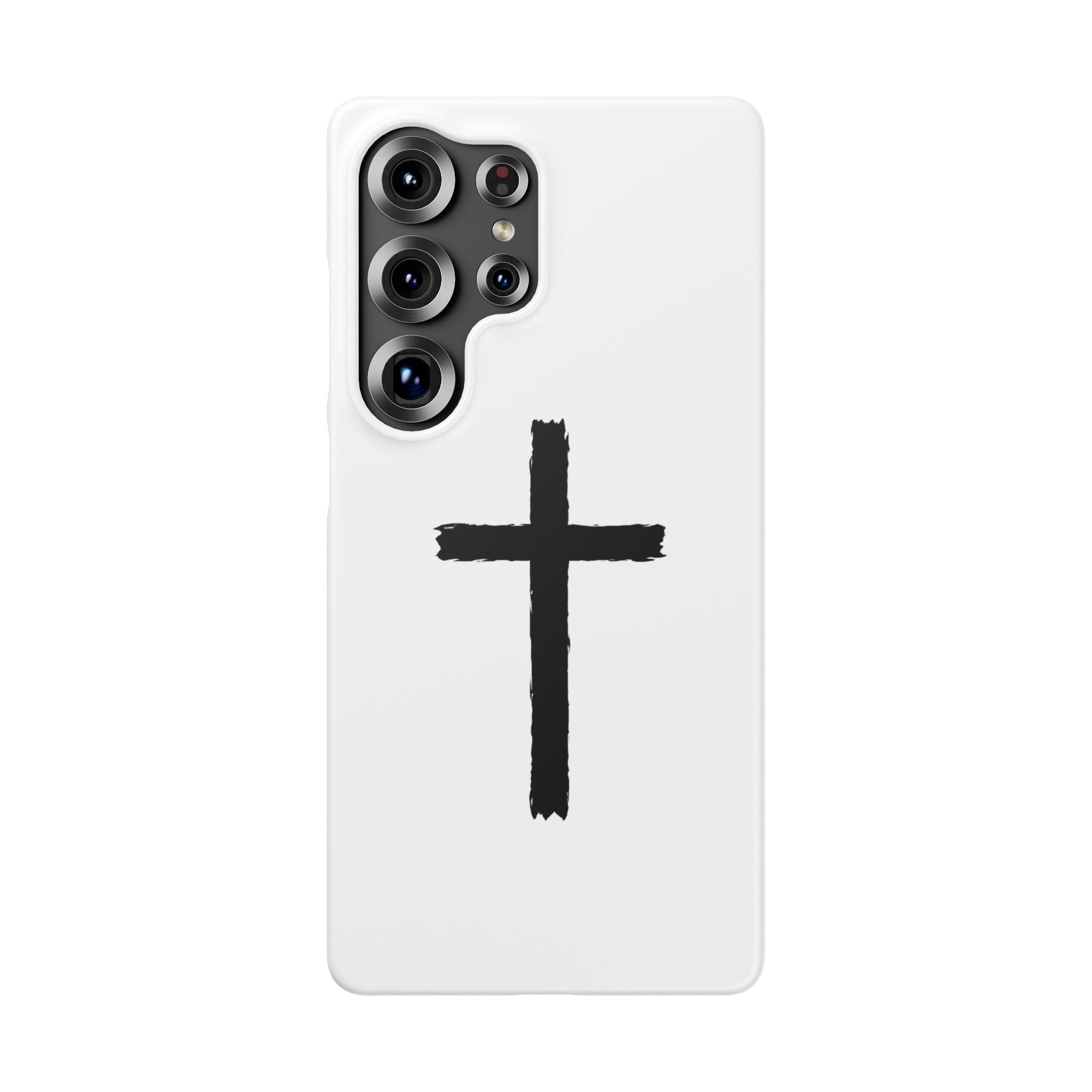 Cross Phone Case — Minimal Black Brushstroke Christian Snap Case