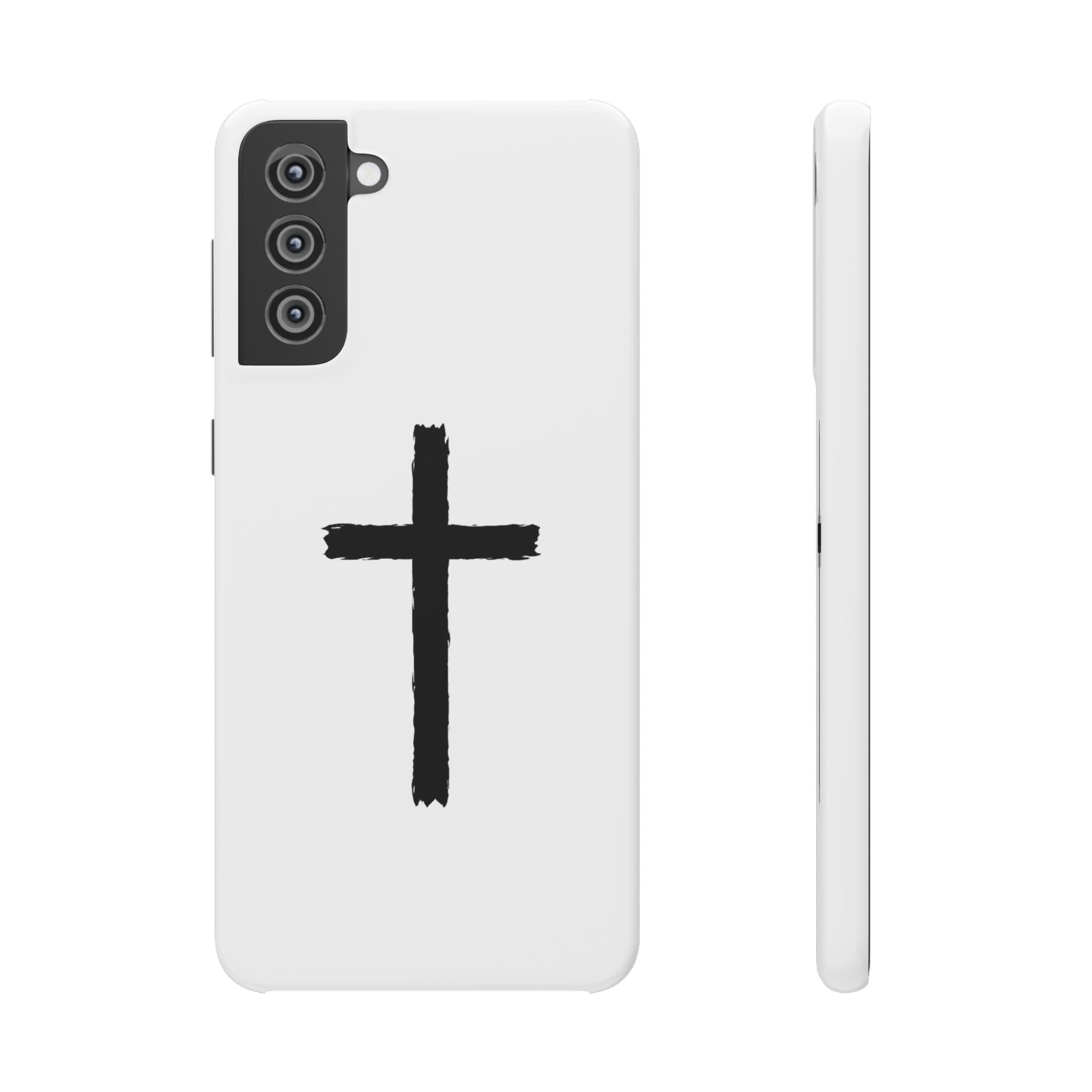 Cross Phone Case — Minimal Black Brushstroke Christian Snap Case