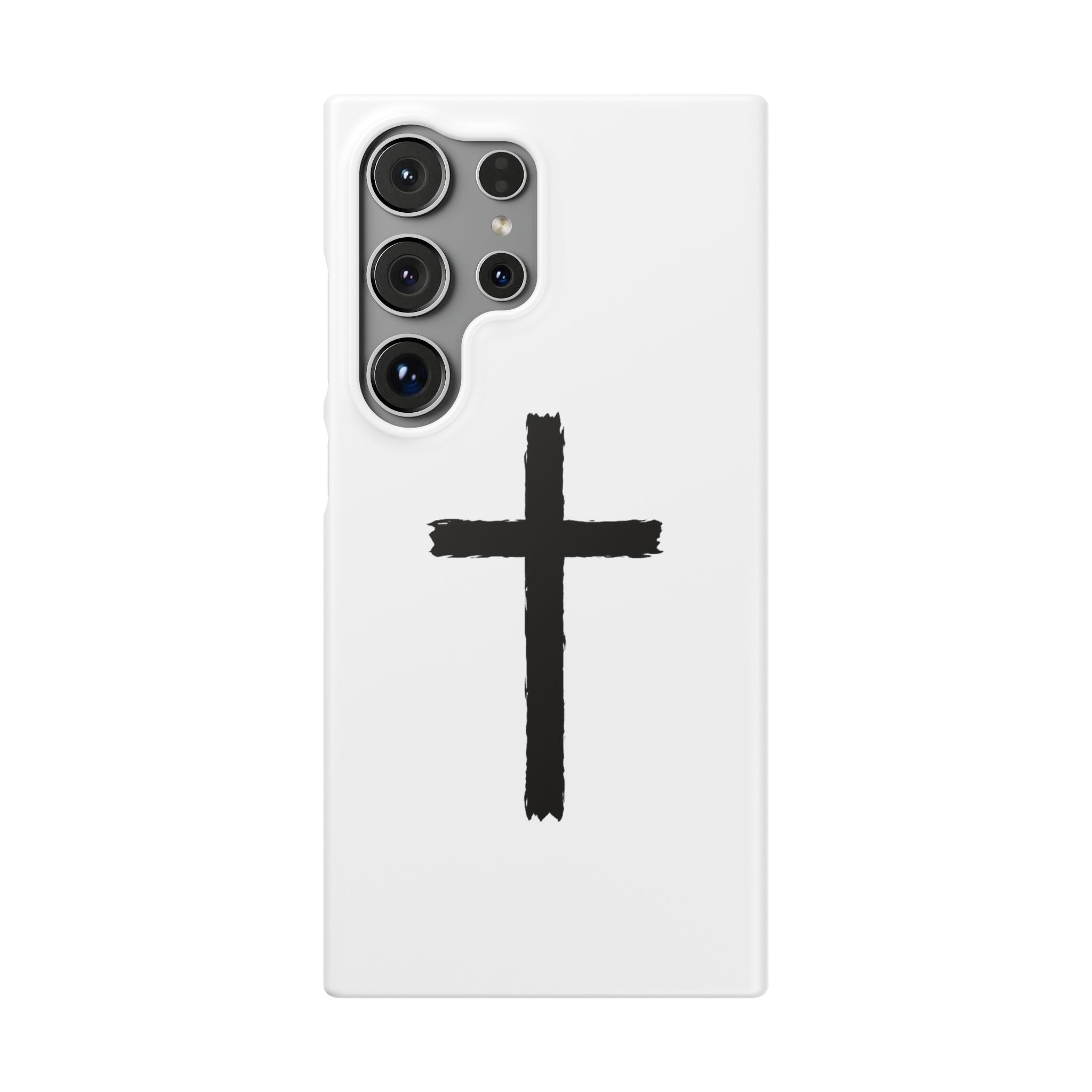 Cross Phone Case — Minimal Black Brushstroke Christian Snap Case