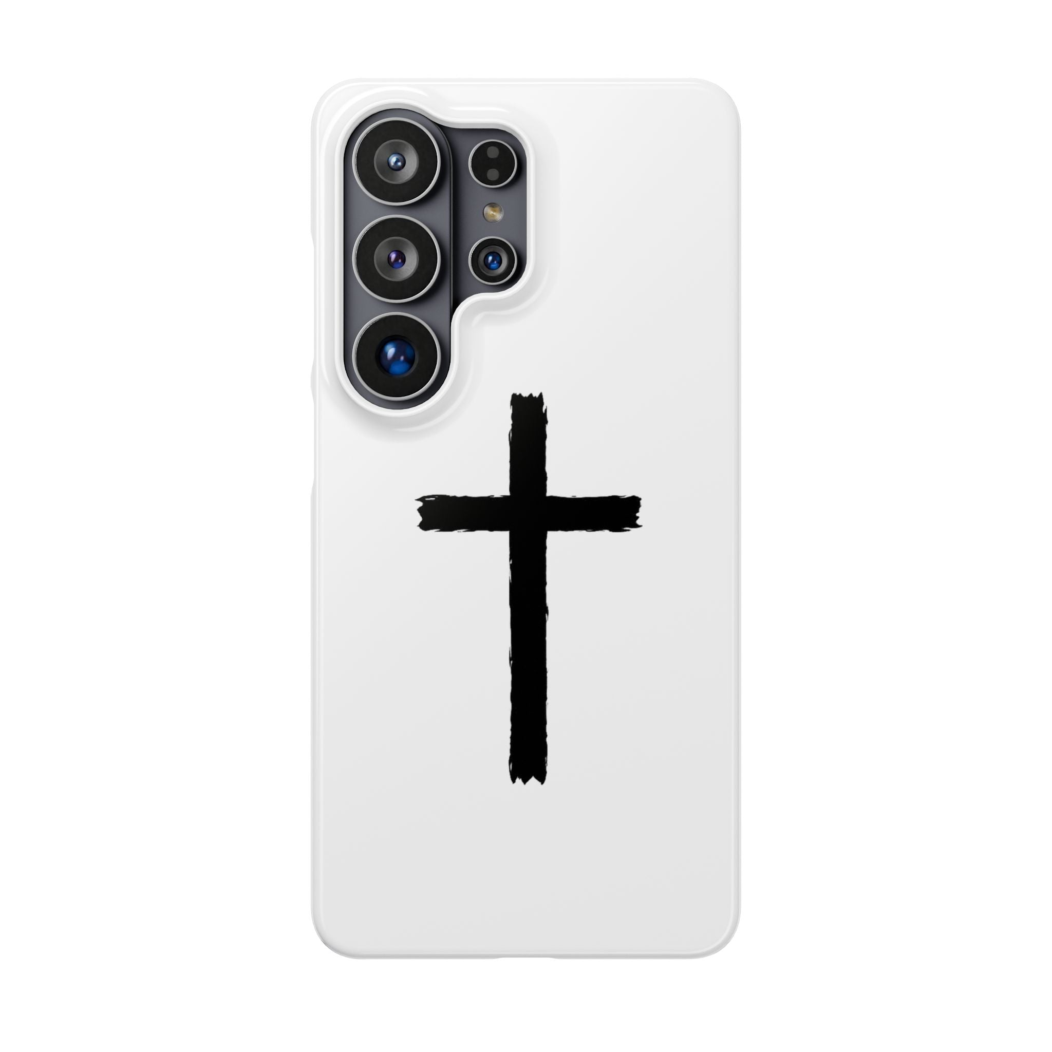 Cross Phone Case — Minimal Black Brushstroke Christian Snap Case