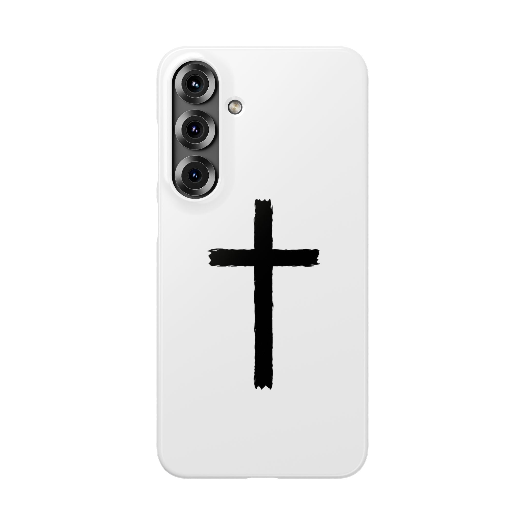 Cross Phone Case — Minimal Black Brushstroke Christian Snap Case