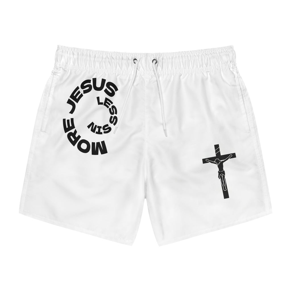Christian Swim Trunks - 'More Jesus' Cross Beach Shorts