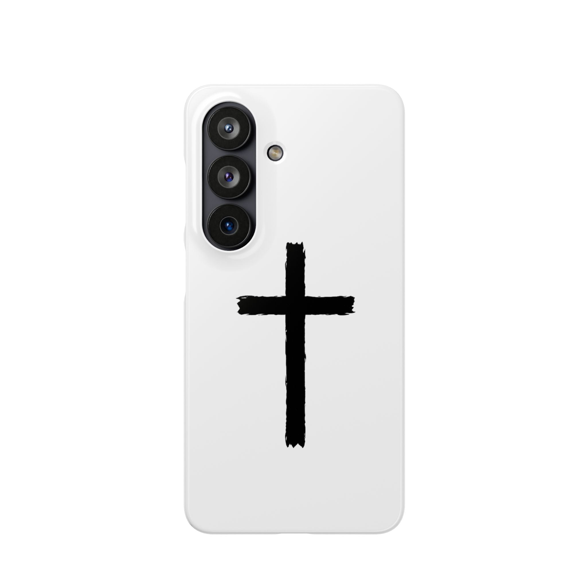Cross Phone Case — Minimal Black Brushstroke Christian Snap Case