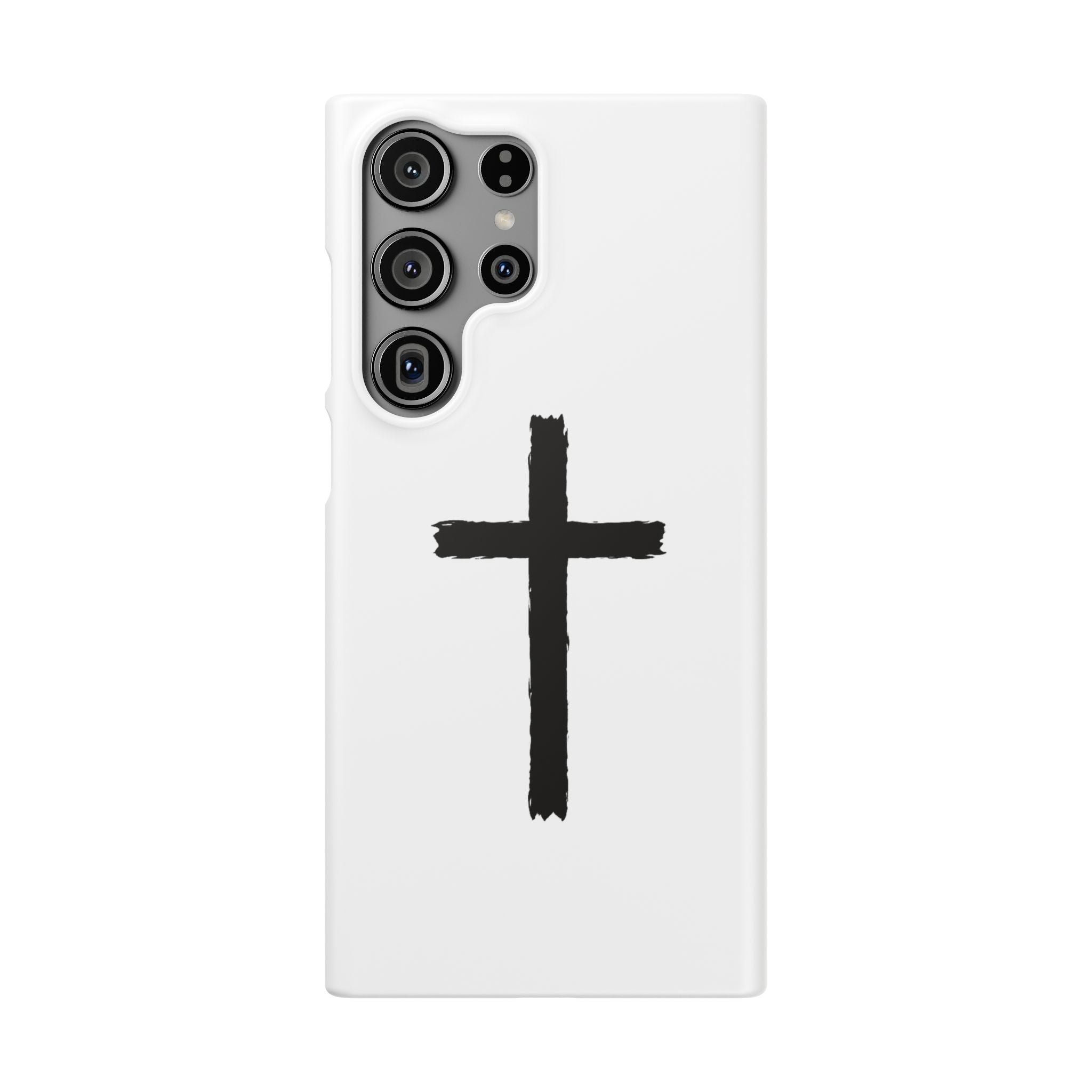 Cross Phone Case — Minimal Black Brushstroke Christian Snap Case