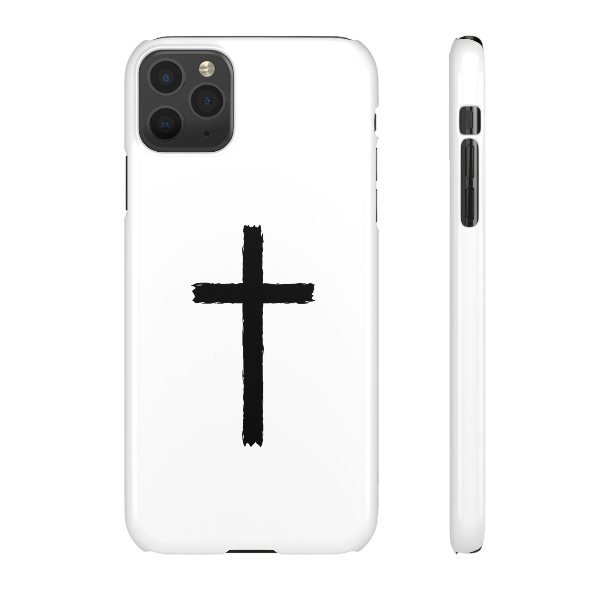 Cross Phone Case — Minimal Black Brushstroke Christian Snap Case