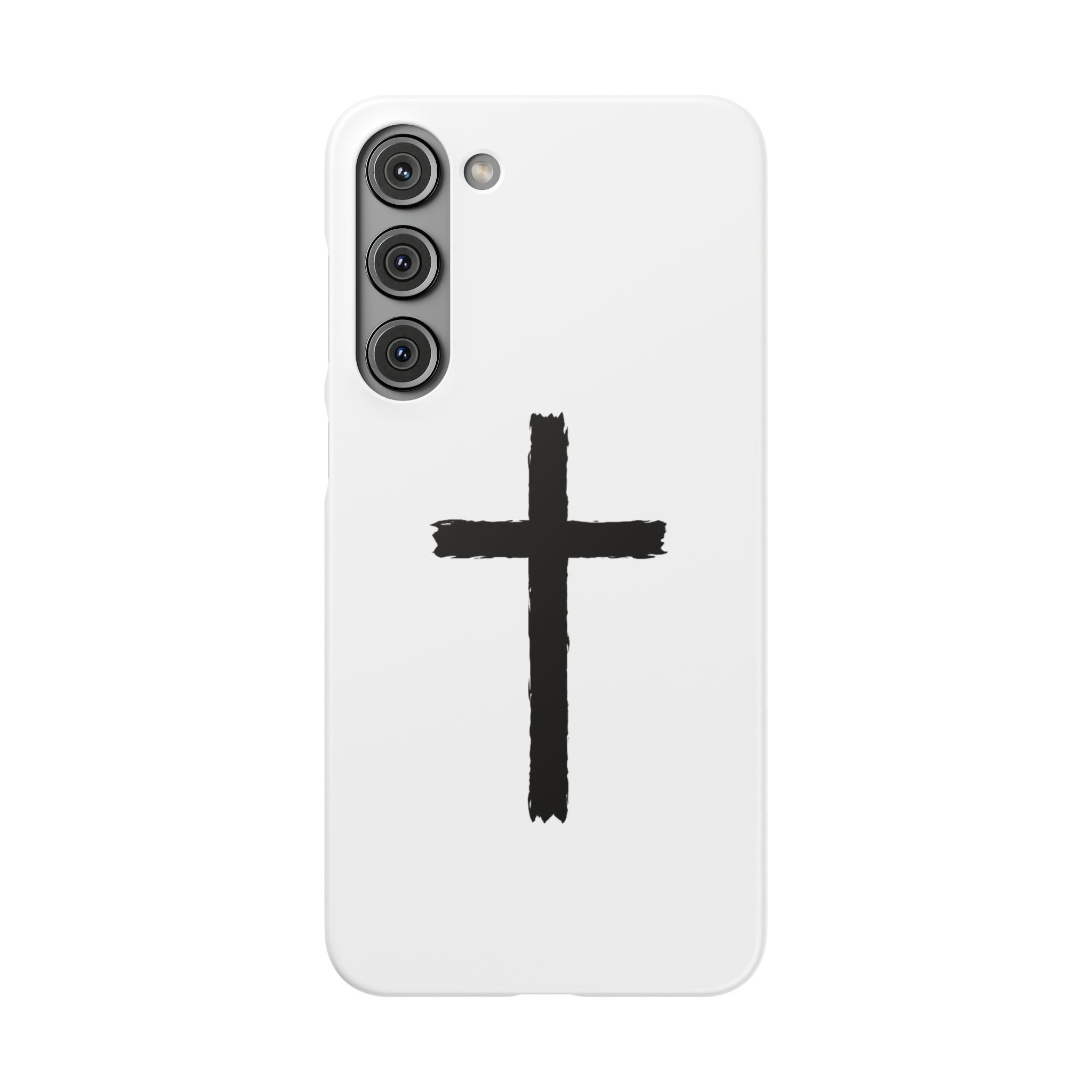 Cross Phone Case — Minimal Black Brushstroke Christian Snap Case