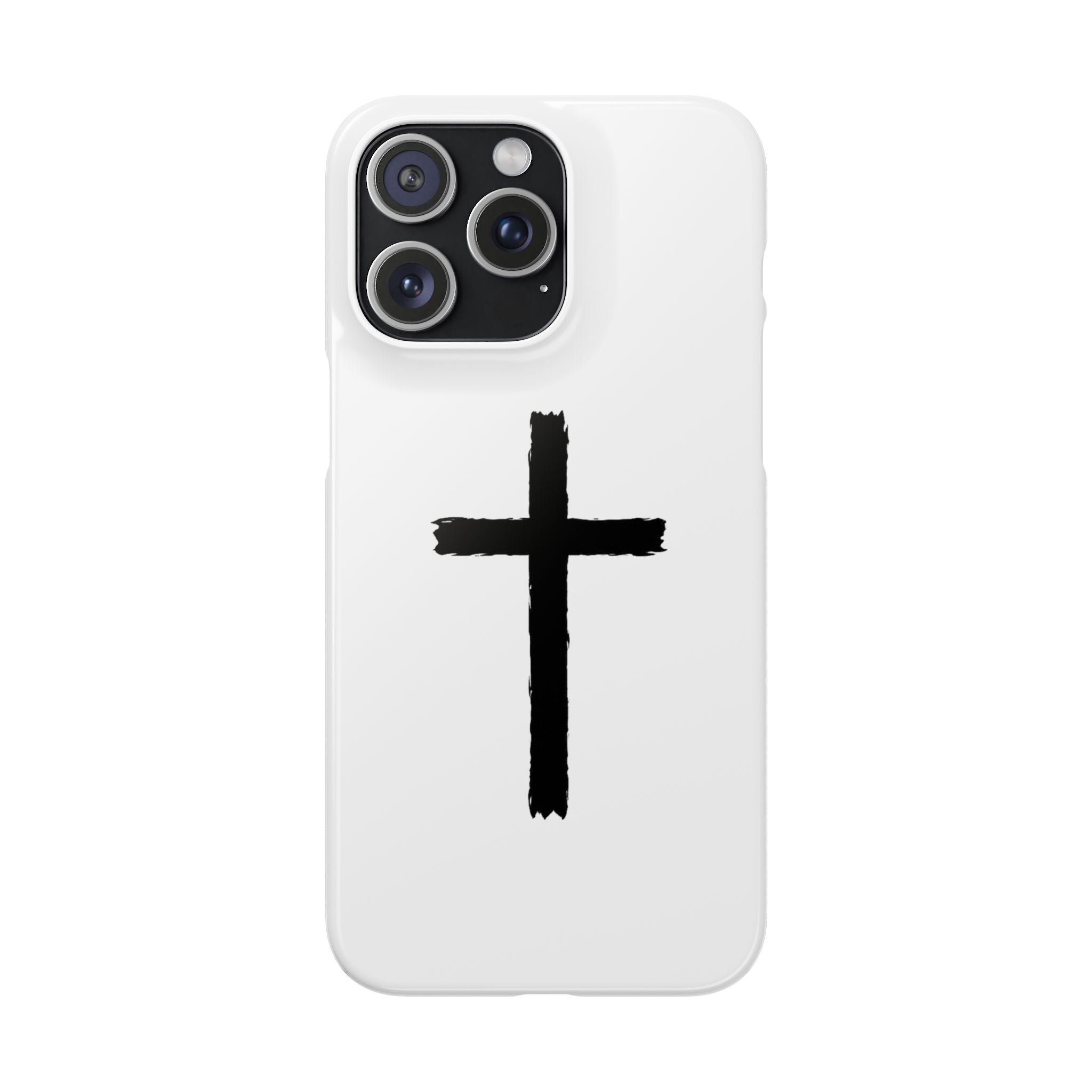 Cross Phone Case — Minimal Black Brushstroke Christian Snap Case