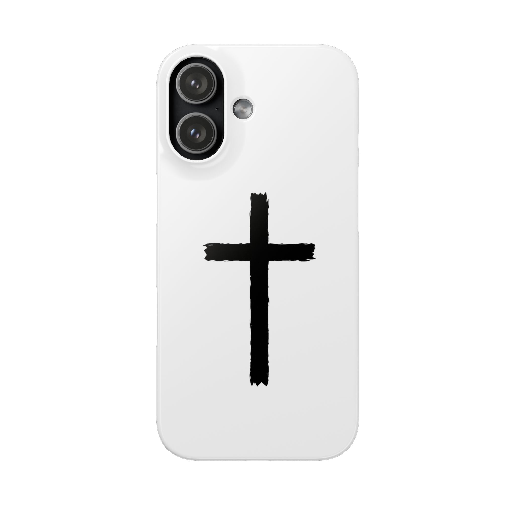 Cross Phone Case — Minimal Black Brushstroke Christian Snap Case