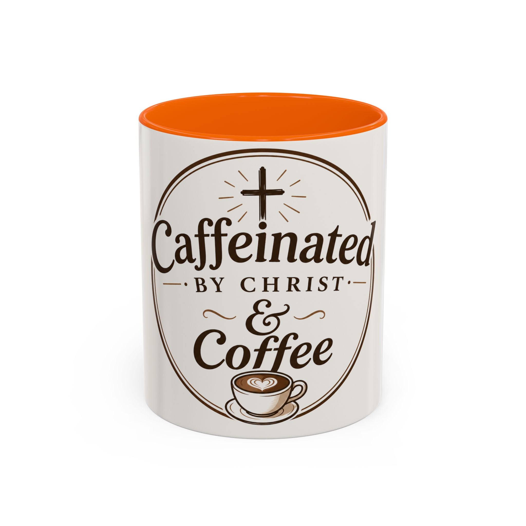 Caffennated by Christ & Coffee Accent Mug — Faith‑Filled Coffee Gift (11/15oz)