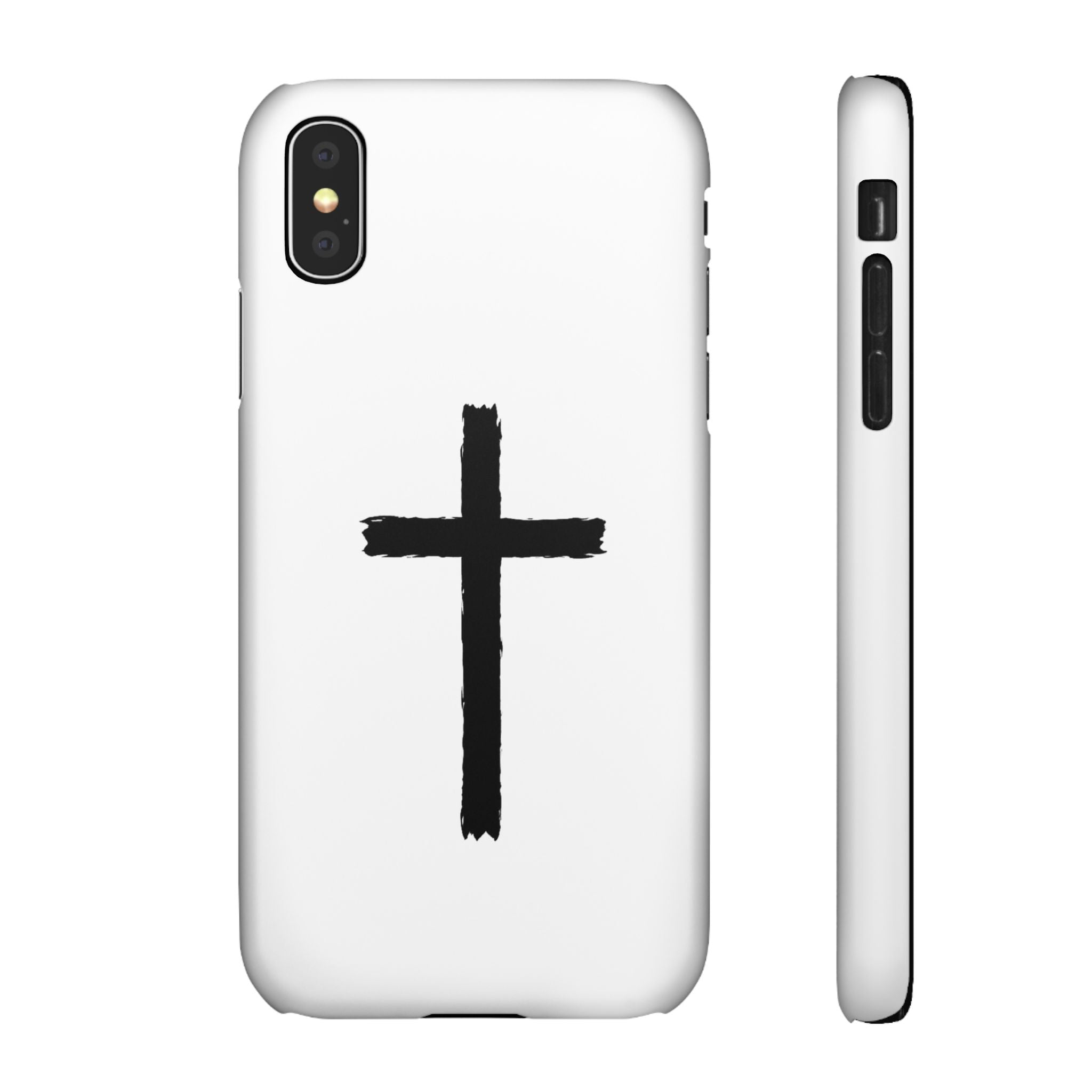 Cross Phone Case — Minimal Black Brushstroke Christian Snap Case
