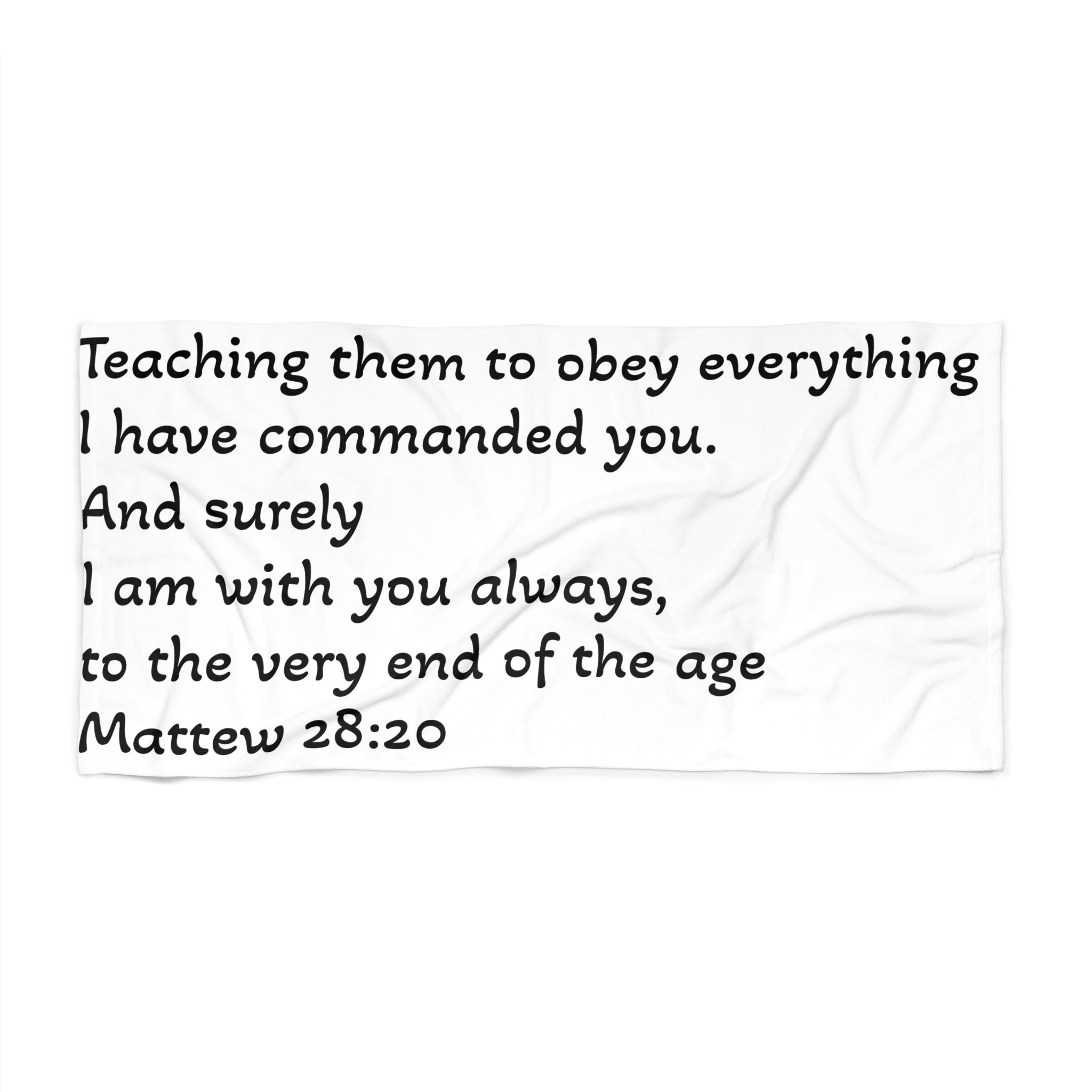 Beach Towel — Matthew 28:20 Scripture Beach Towel ("I am with you always")