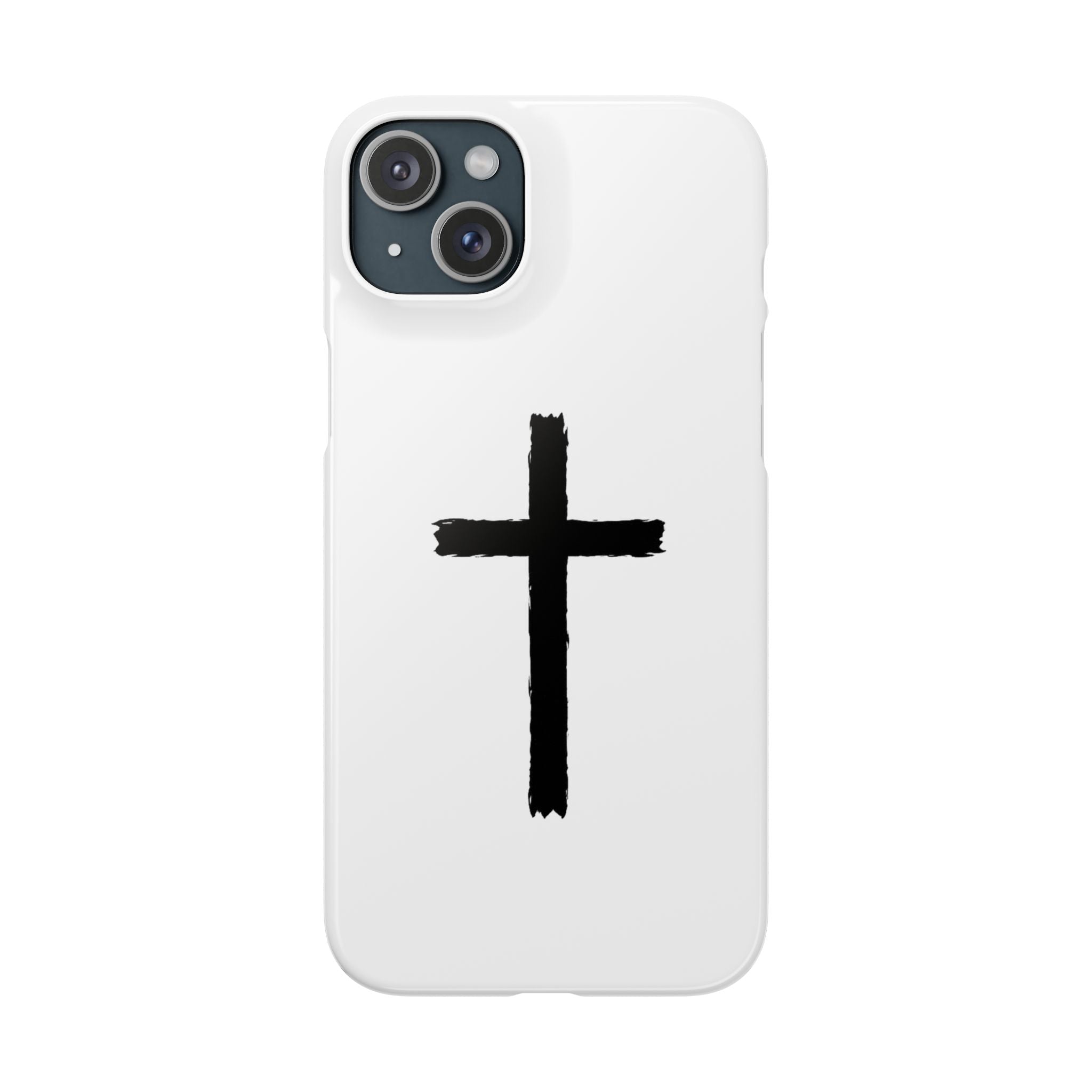 Cross Phone Case — Minimal Black Brushstroke Christian Snap Case
