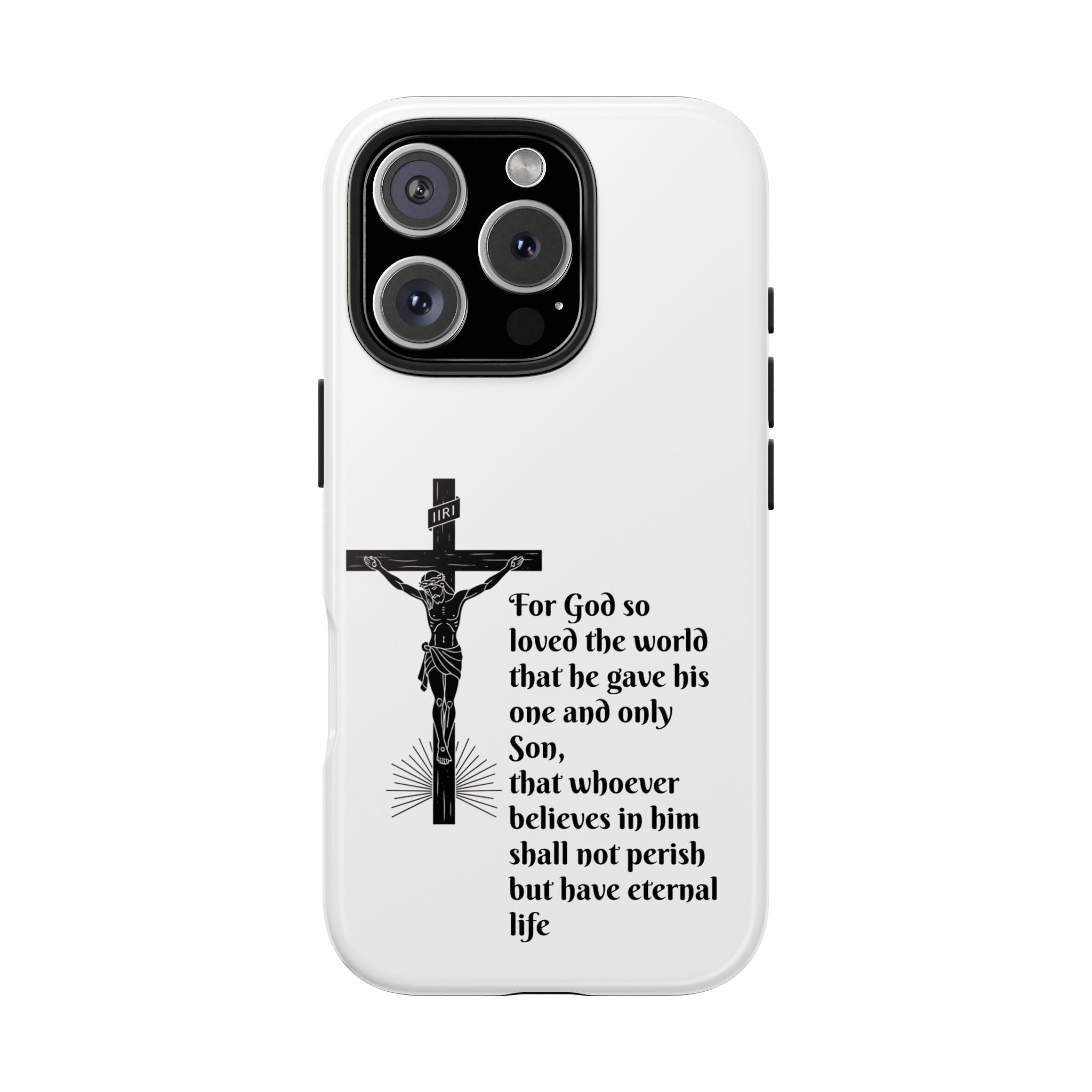Christian Cross Phone Case — John 3:16 Scripture Tough Phone Case