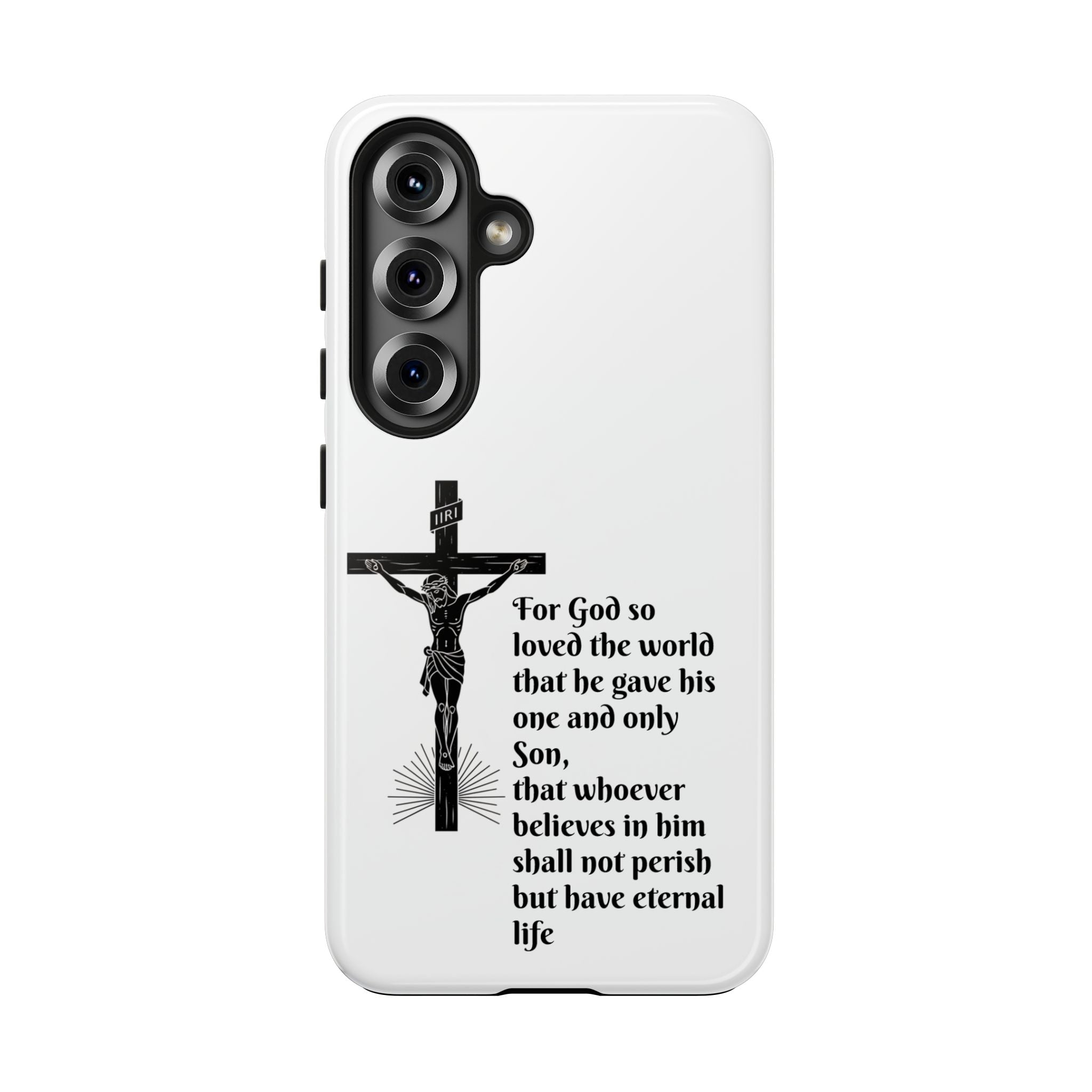 Christian Cross Phone Case — John 3:16 Scripture Tough Phone Case