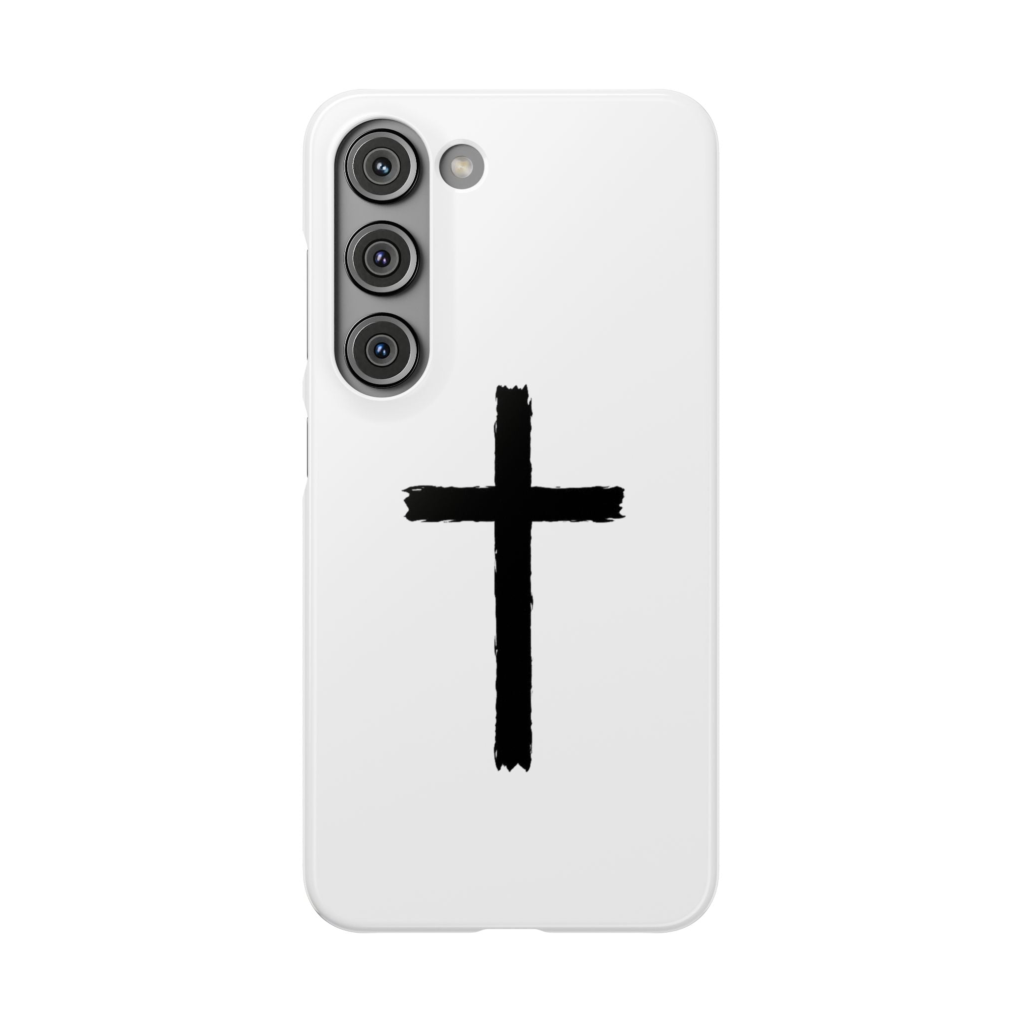 Cross Phone Case — Minimal Black Brushstroke Christian Snap Case