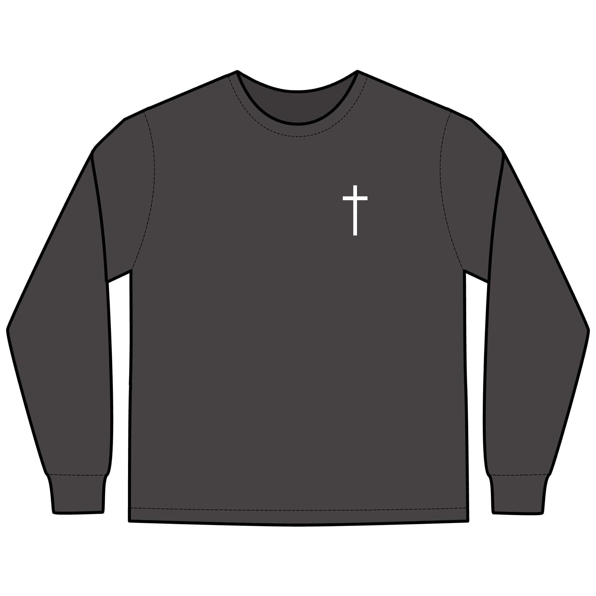 Fishing Sunset Long Sleeve Tee — Cross Pocket Graphic