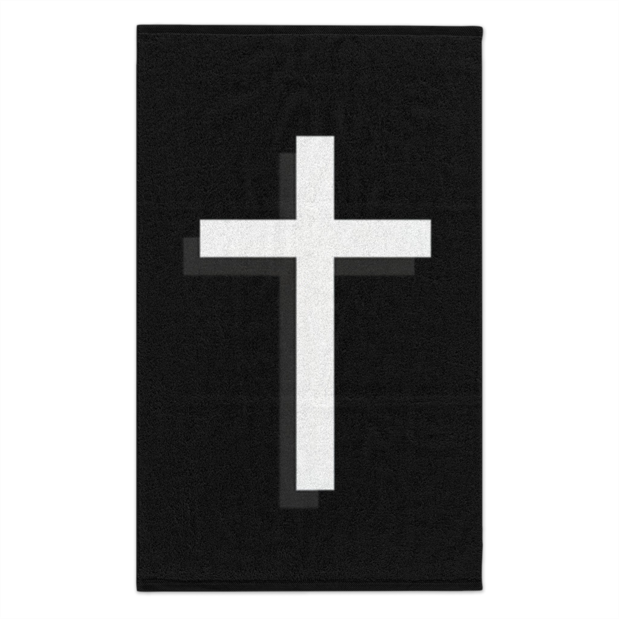 Cross Rally Towel — Black Christian Devotional 11x18 Sports Towel