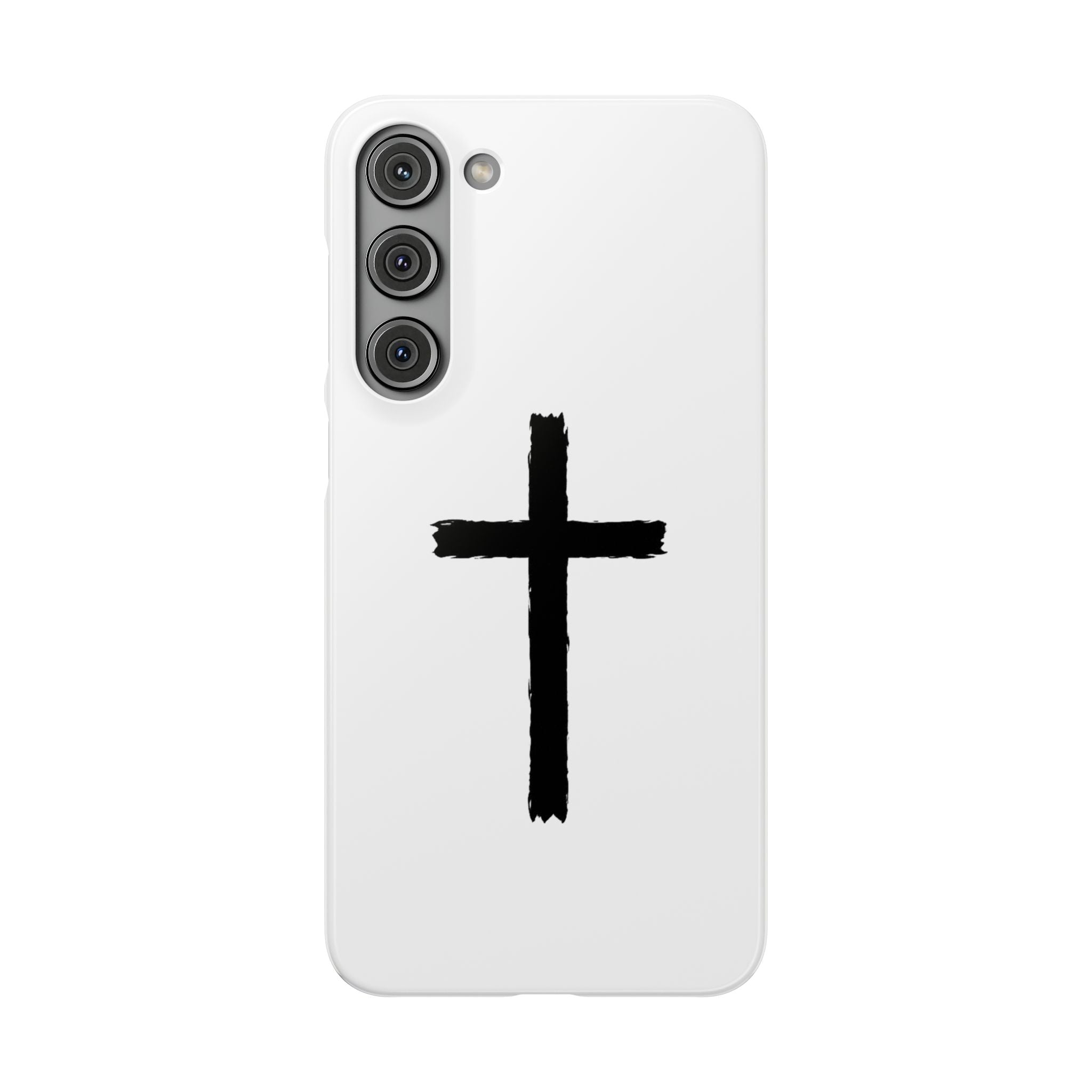 Cross Phone Case — Minimal Black Brushstroke Christian Snap Case