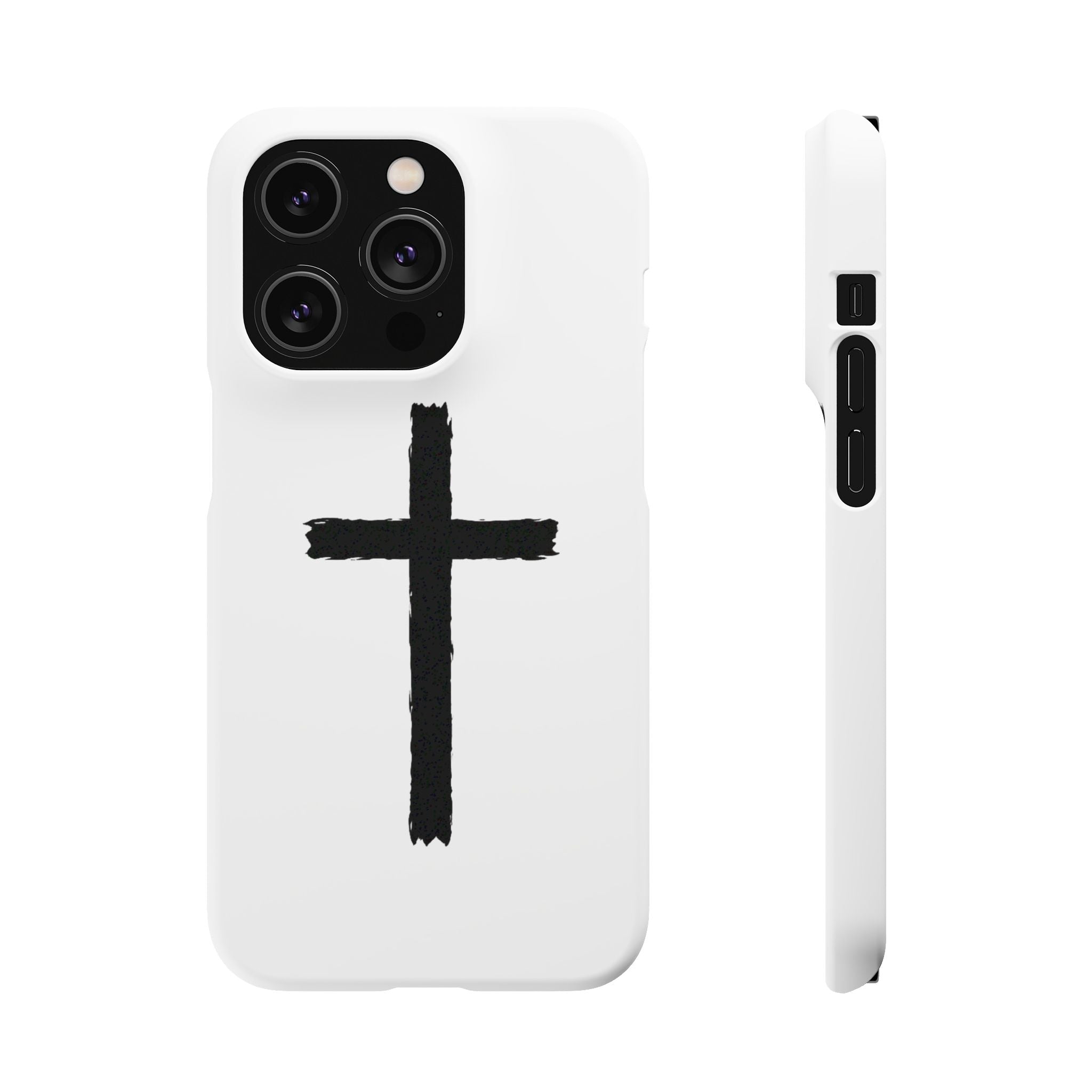 Cross Phone Case — Minimal Black Brushstroke Christian Snap Case
