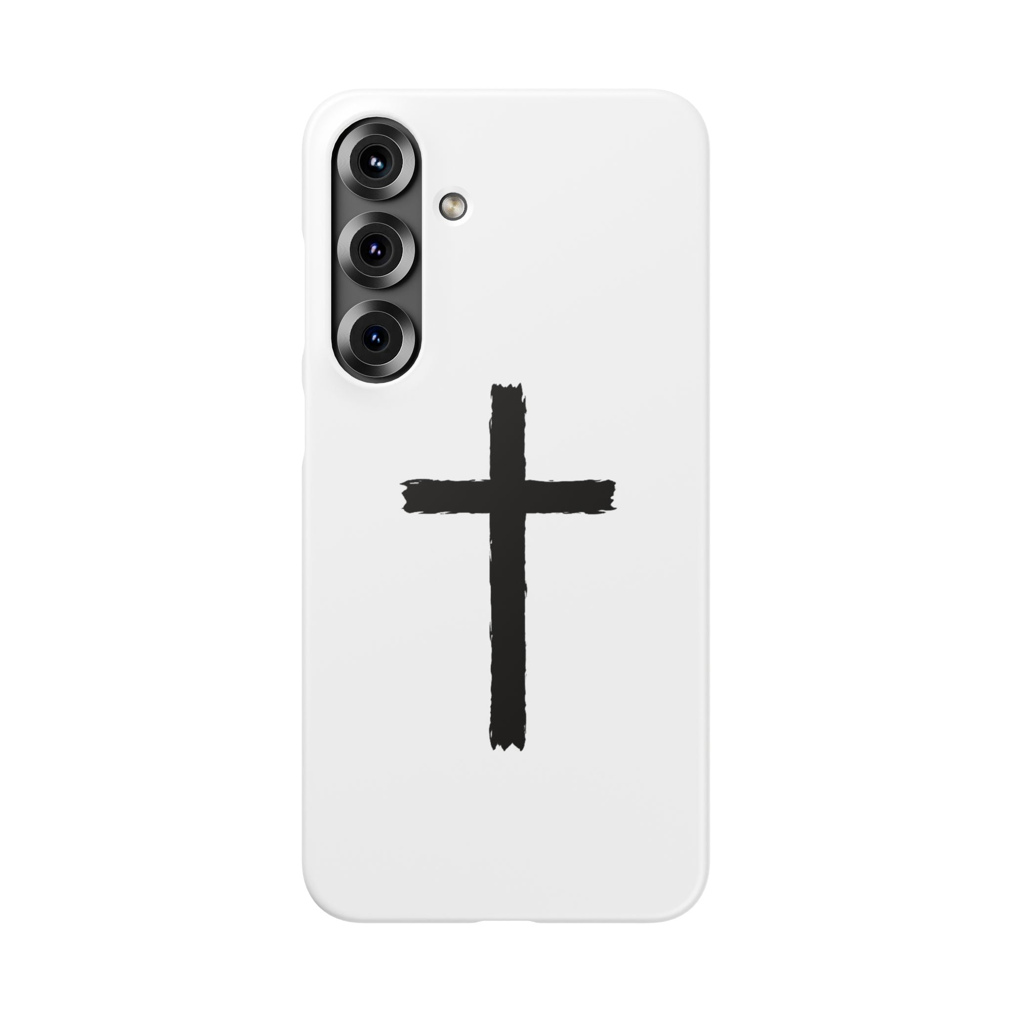 Cross Phone Case — Minimal Black Brushstroke Christian Snap Case